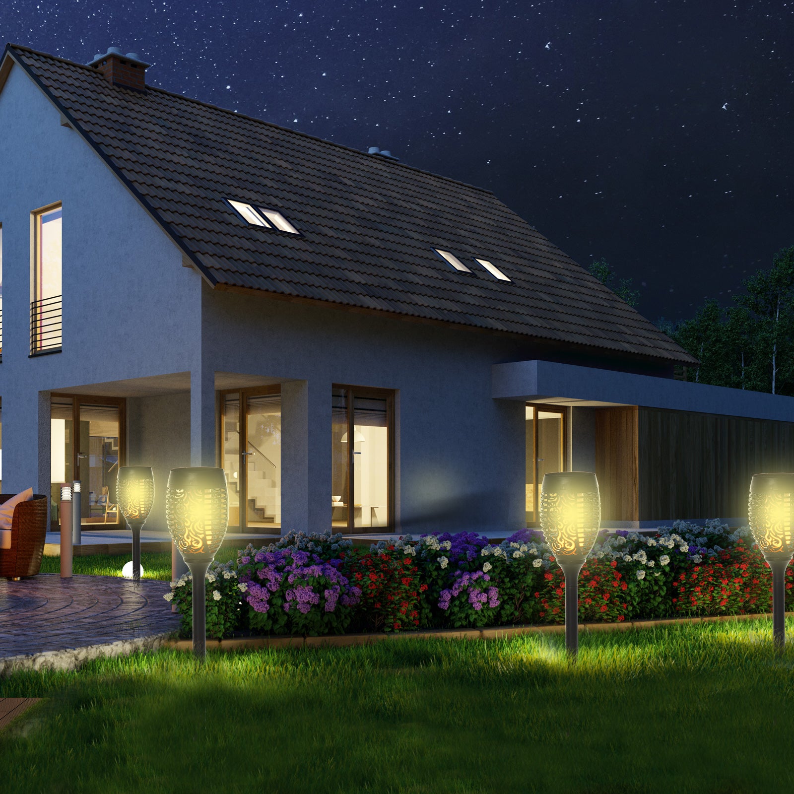 Outsunny Solar Light Outdoor Set of 4 Garden Lights IP44