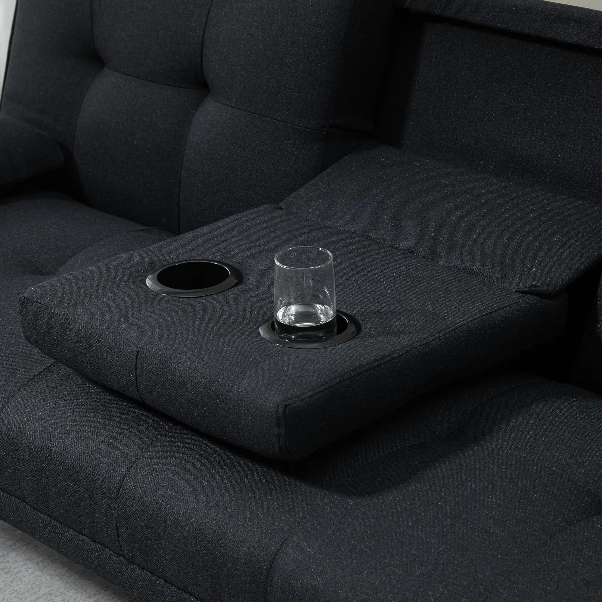 HOMCOM Schlafsofa, Gästebett, verstellbare Rückenlehne, klappbarer Tisch, 181x77x78 cm, Schwarz