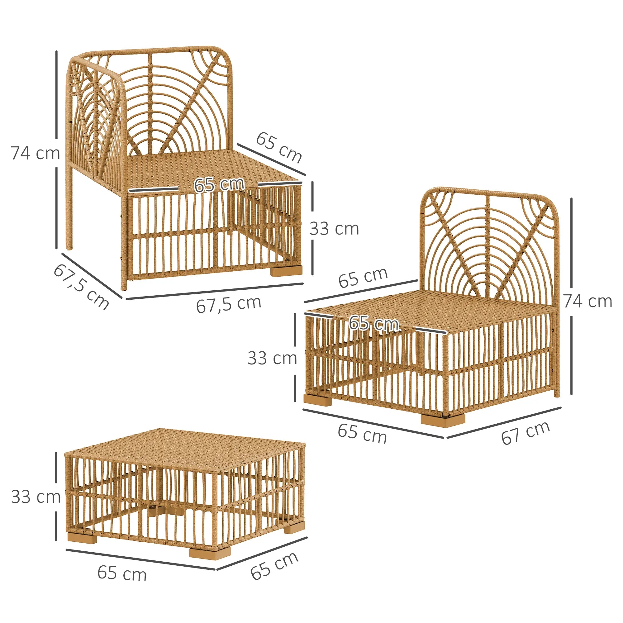 Outsunny Rattan Lounge Set 5-tlg. mit Kissen, wetterfest