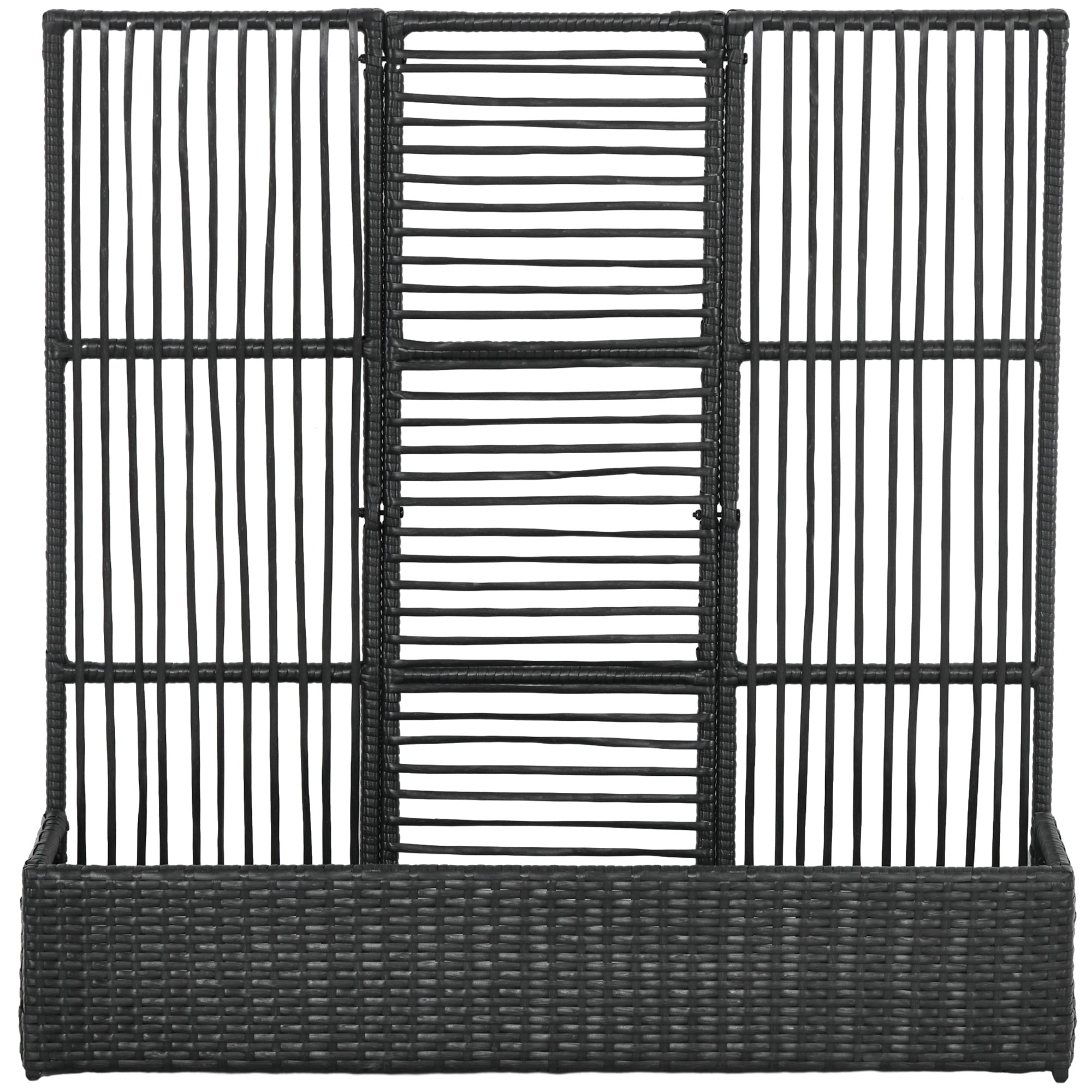 Outsunny Blumenkasten mit Spalier, wetterfest, Polyrattan, 103 x 103 x 29 cm, Schwarz