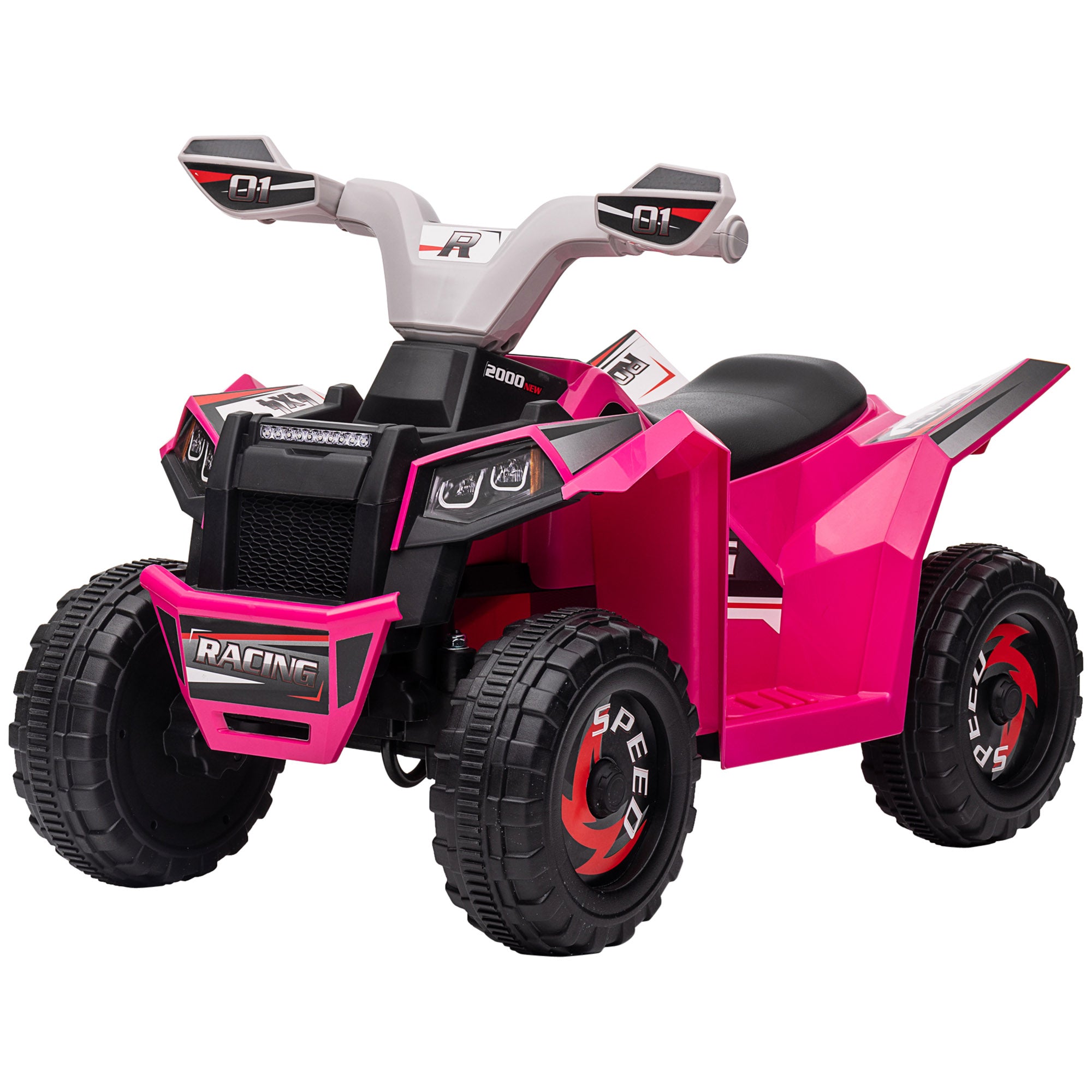 HOMCOM Elektro-Kinderquad, 2,5 km/h, Vorwärts- & Rückwärtsgang, für 18-36 Monate, Rosa