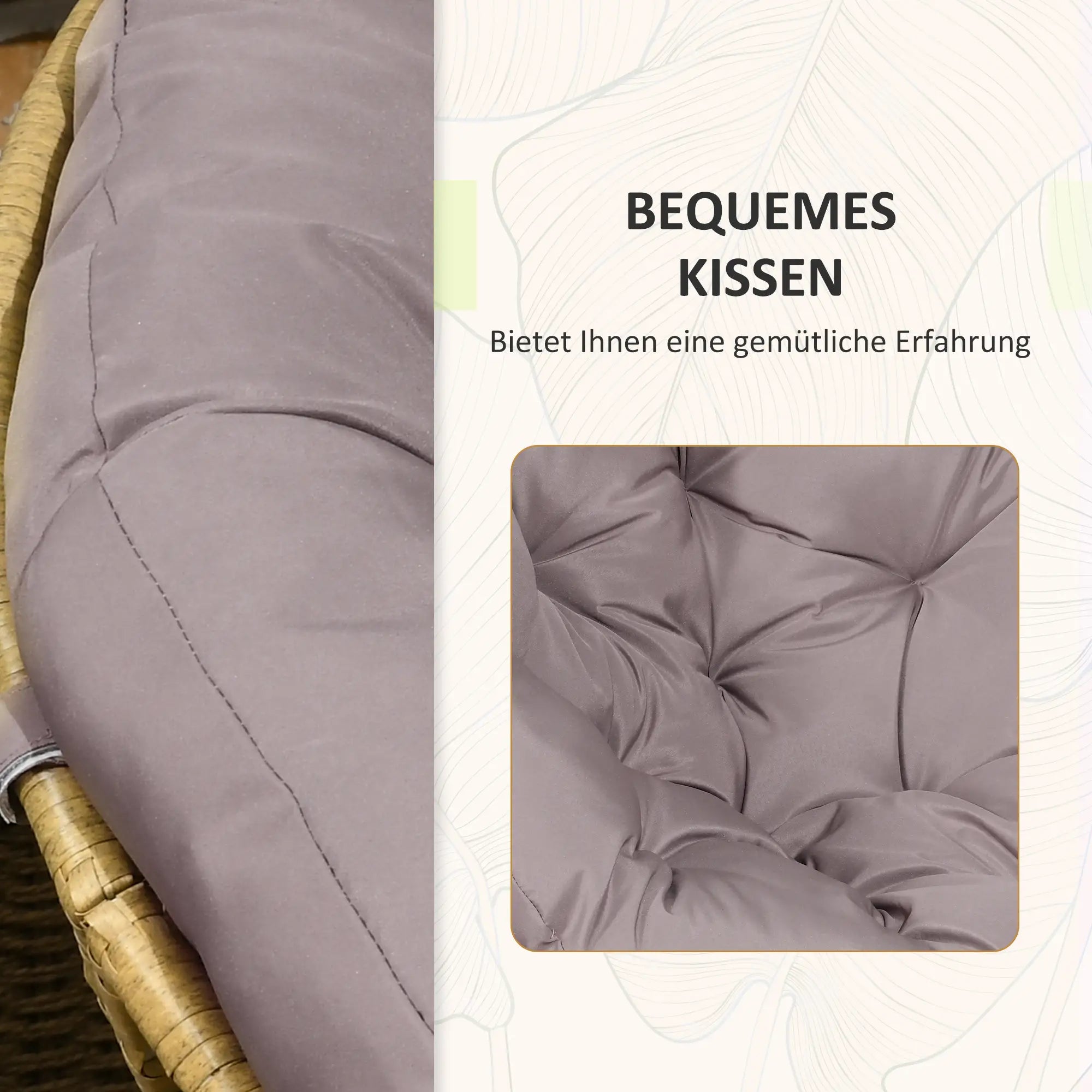 Outsunny Bistro-Set Balkon-Set Terrassenset, wetterbeständig, abnehmbare Polster, 85 cm x 70 cm x 82 cm, Natur +Hellbraun