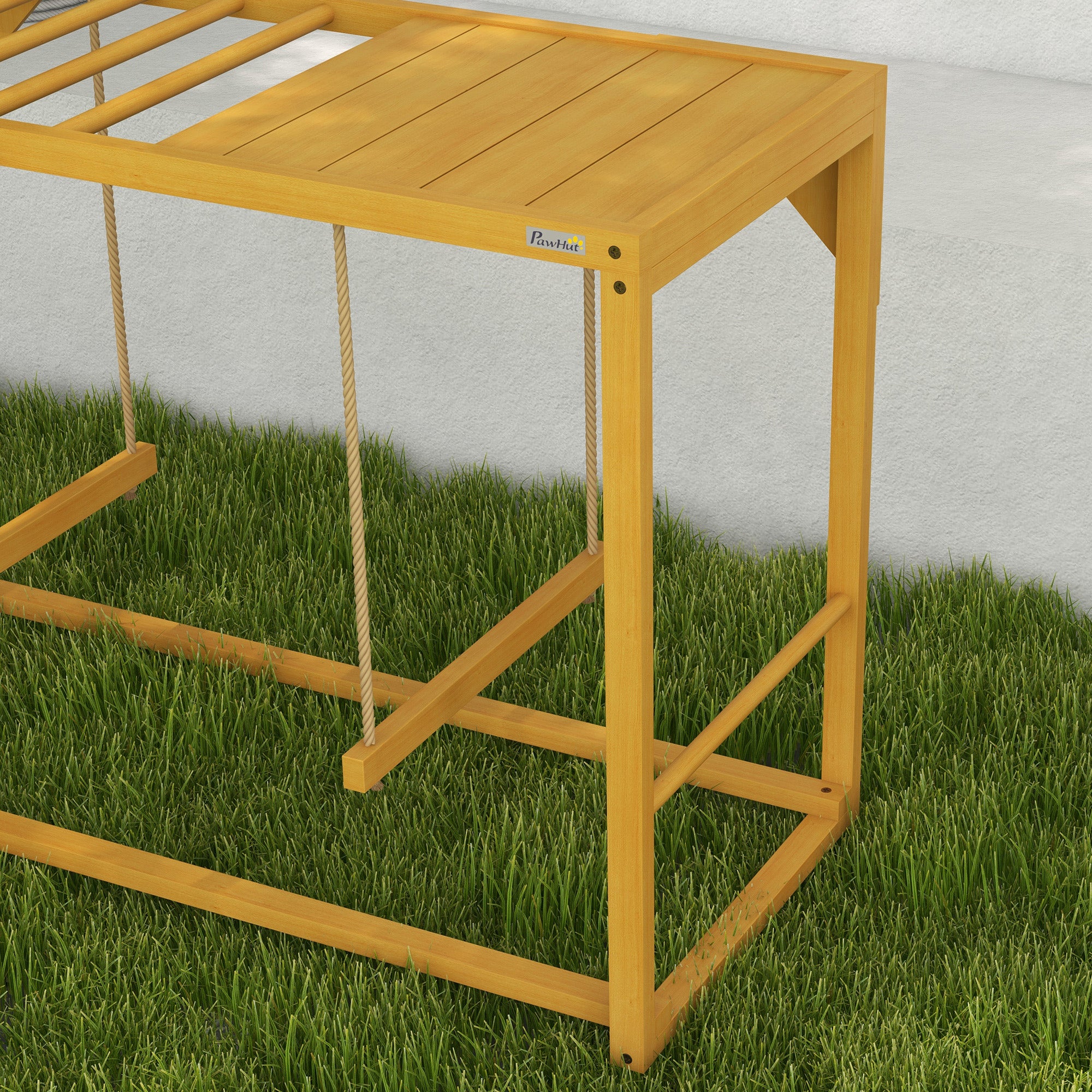 PawHut Hühner-Spielgerüst mit Schaukeln und Leiter, für 3-4 Hühner, Hühner-Klettergerüst aus Holz
