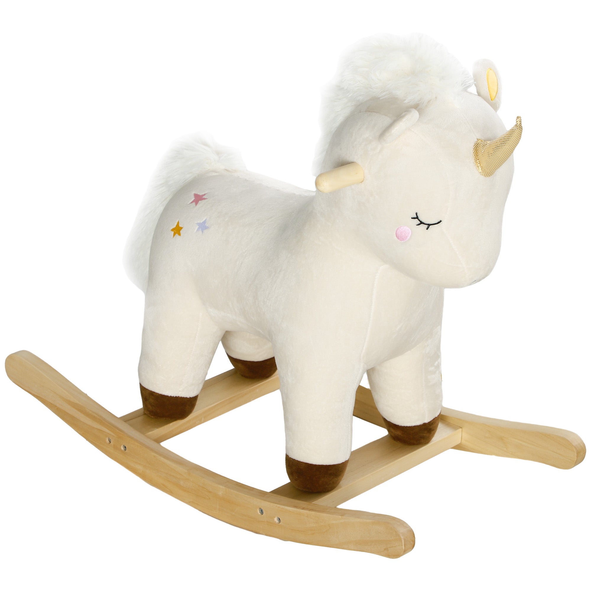 AIYAPLAY Schaukelpferd im Einhorn-Design, mit Soundeffekten, weicher Sitz, für Kinder im Alter von 2-4 Jahren, Weiß