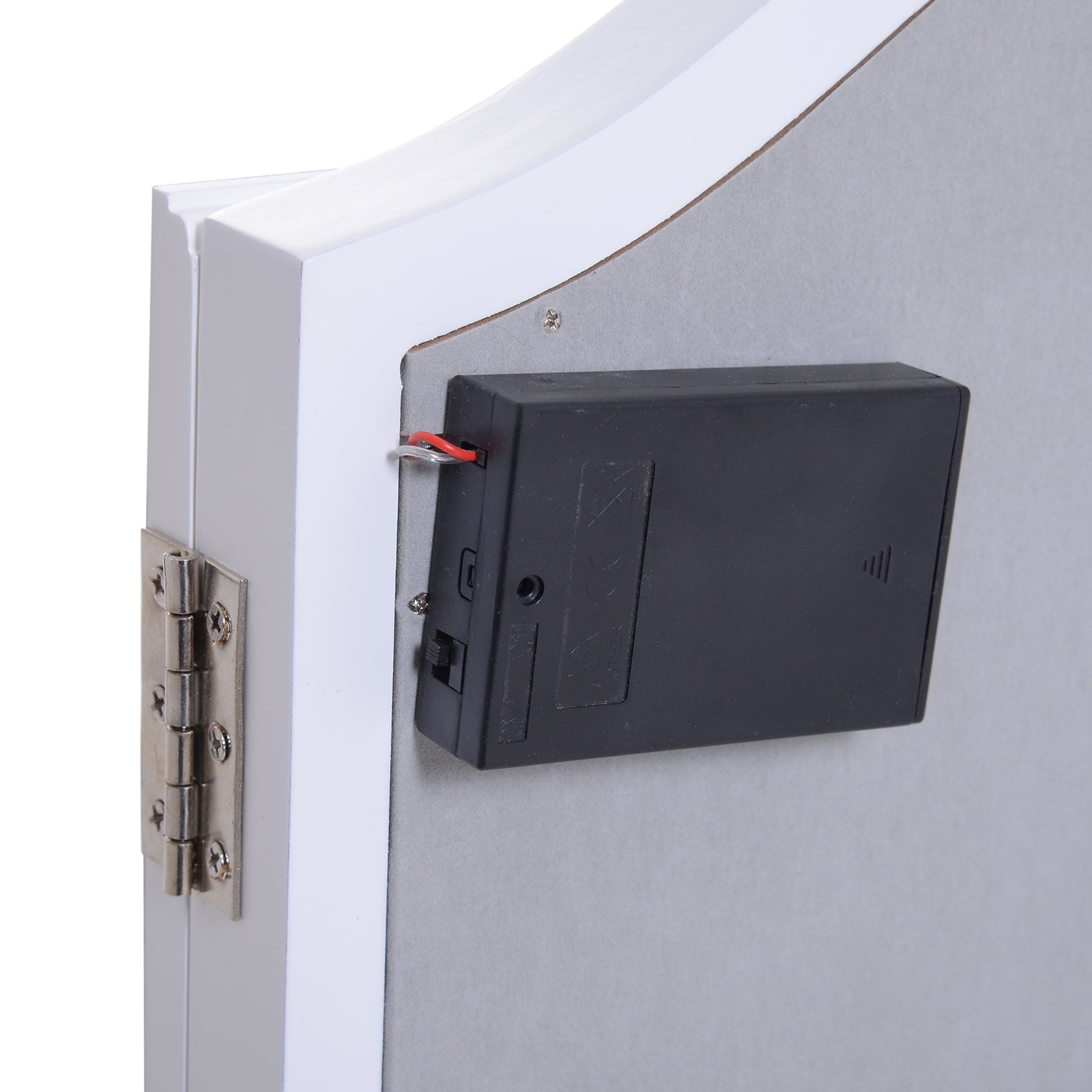 HOMCOM Kosmetikspiegel Schminkspiegel 16 x LED-Beleuchtung freistehend 180° ausklappbar Batteriebetrieben Weiß 3 Spiegel 73 x 53,5 x 4,5 cm