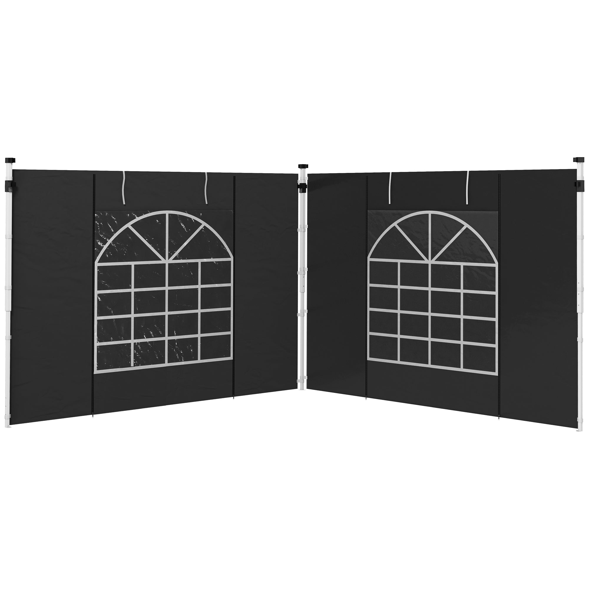 2er-Set Pavillon-Seitenwände 3x3/3x6 m, Fenster, Schwarz