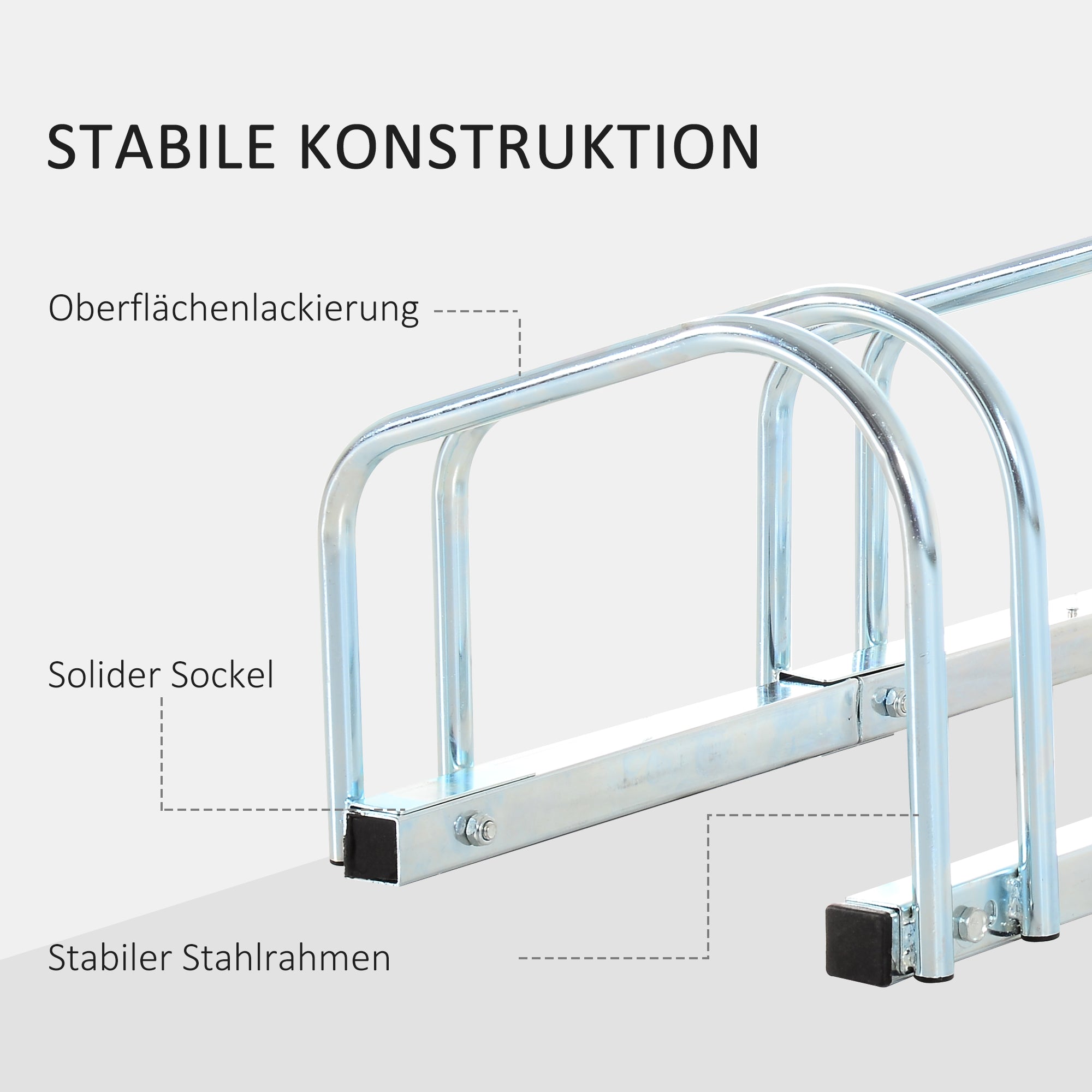 HOMCOM Fahrradständer für 4 Fahrräder, Boden- & Wandmontage, 110x33x27cm, Silber