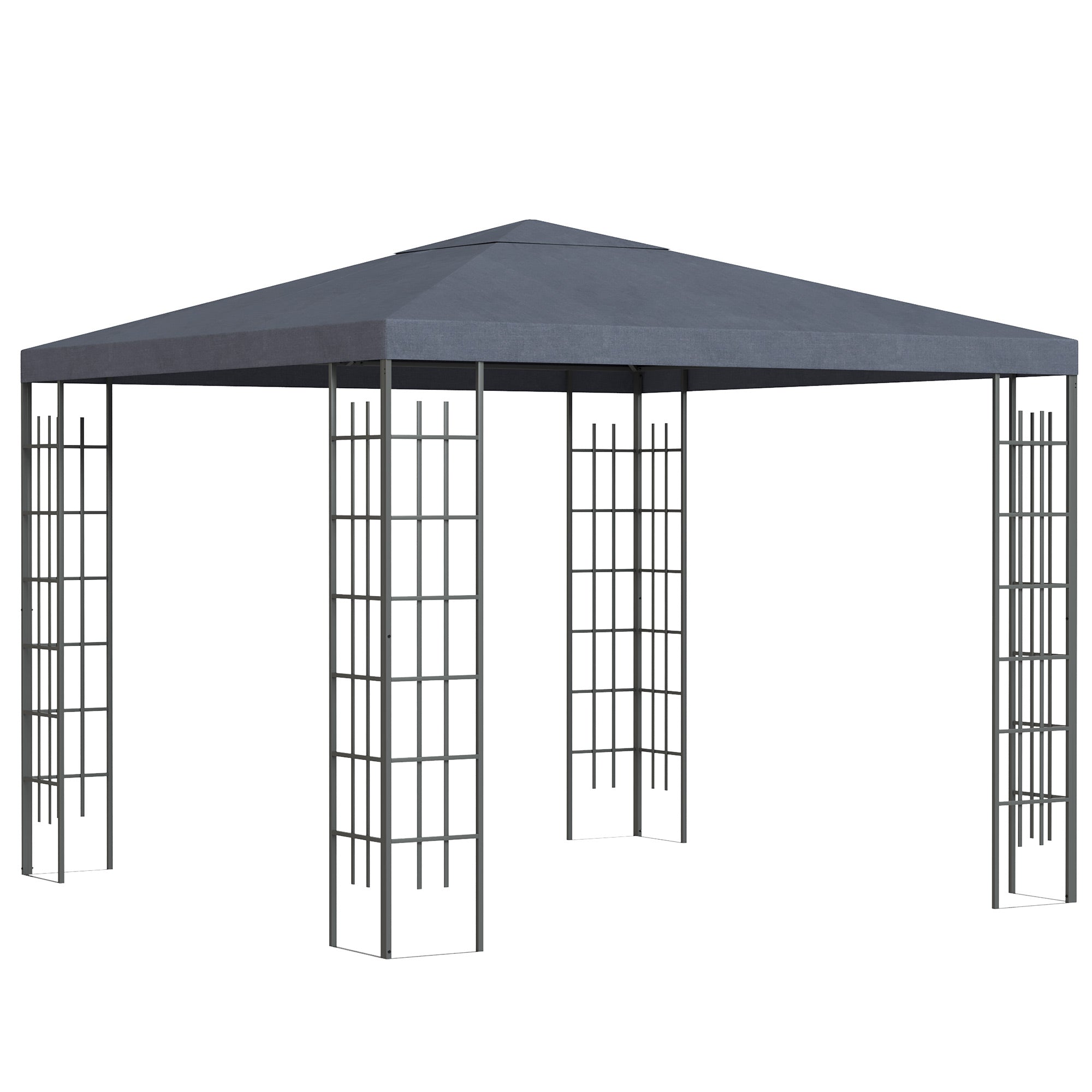 Outsunny Gartenpavillon 2,95 x 2,95 m Pavillon Gartenzelt Festzelt Partyzelt Stahl Polyester Grau