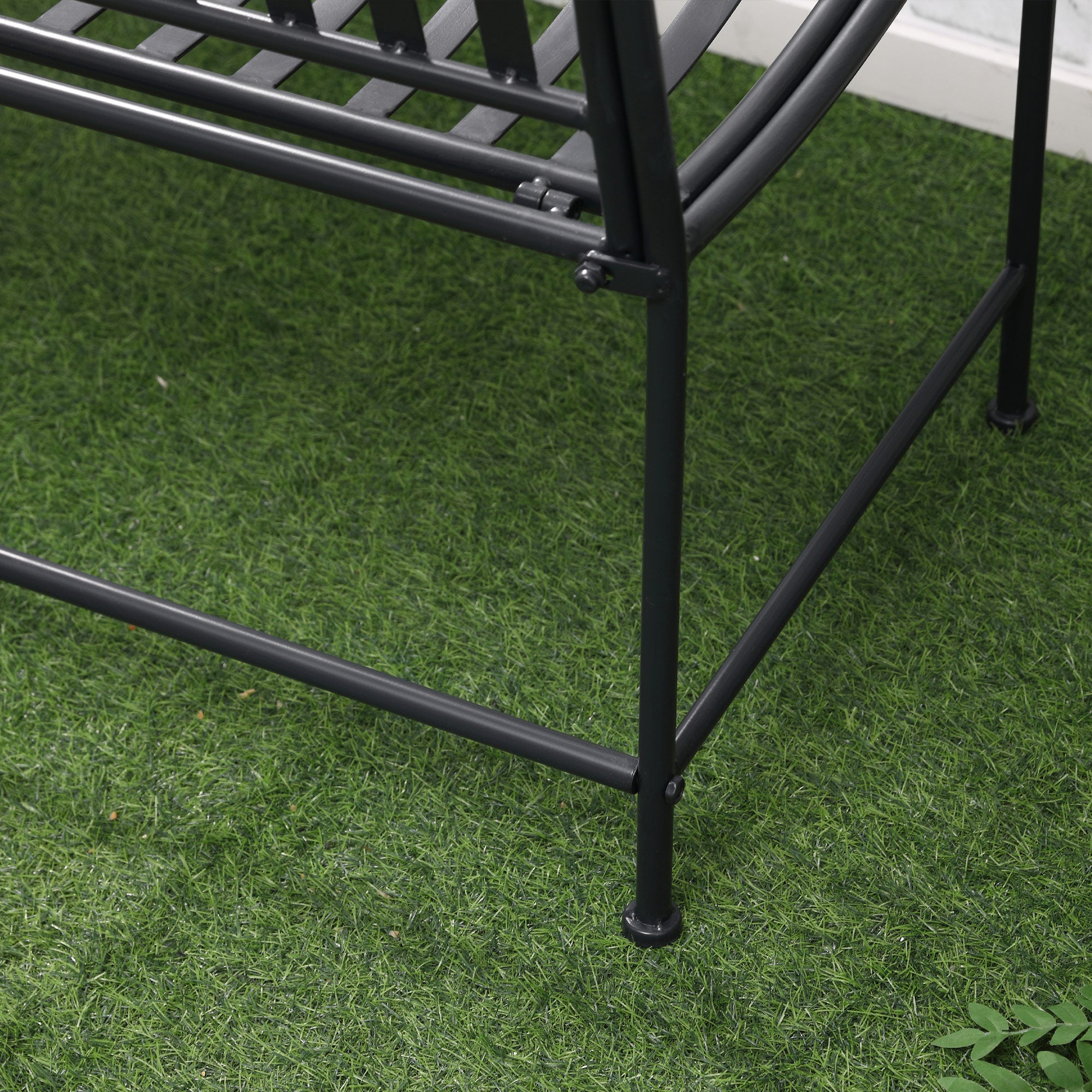 Outsunny Gartenbank Sitzbank Parkbank 2-Sitzer Metallbank Stahlrahmen mit Armlehne für Garten Balkon und Terrasse bis 220 kg belastbar Grau 115,5 x 54 x 96 cm