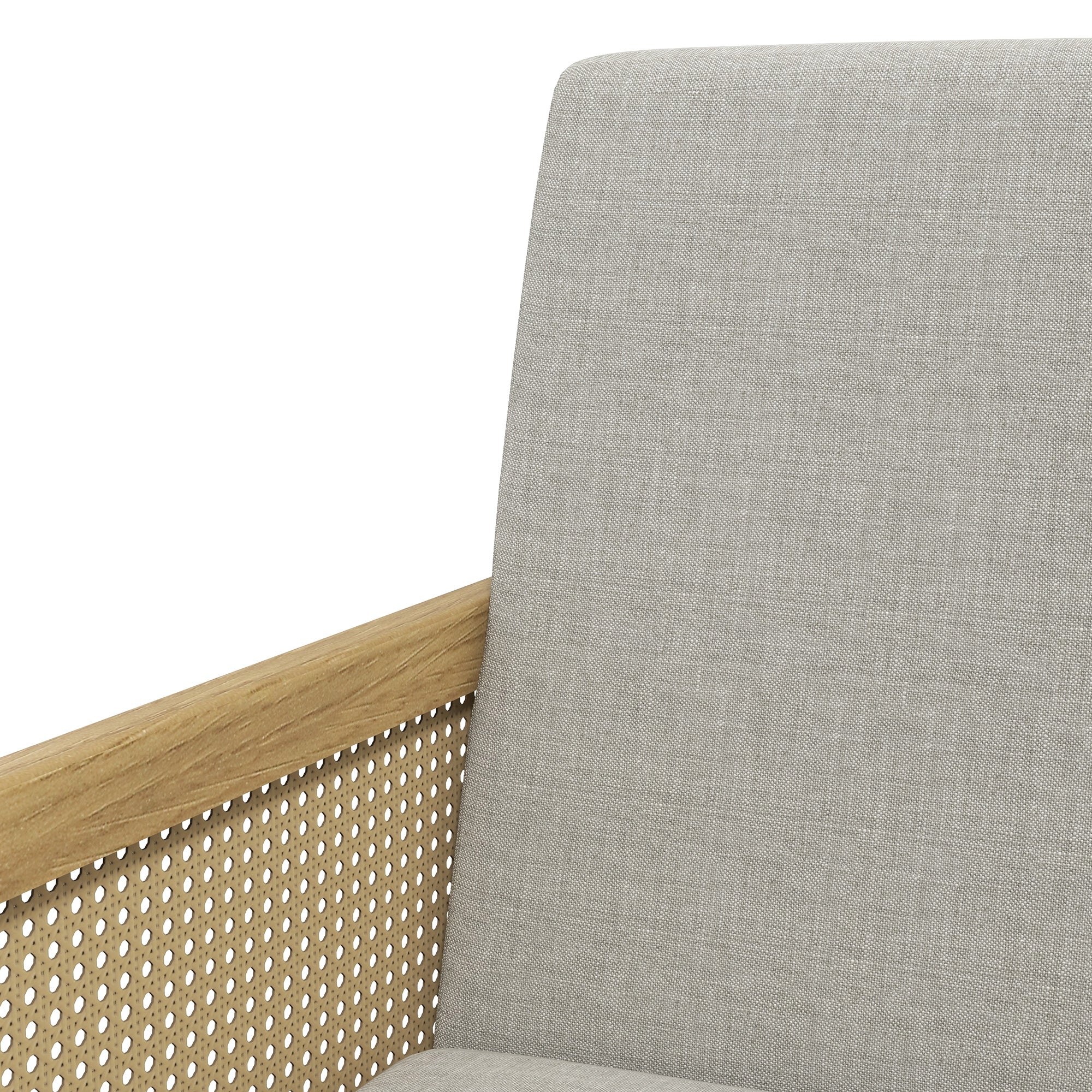 HOMCOM Akzentsessel, Armlehnen in Rattanoptik, bis 120 kg, breiter Sitz, Naturholzrahmen, Boho-Design, grau, 65,5 x 72 x 78cm