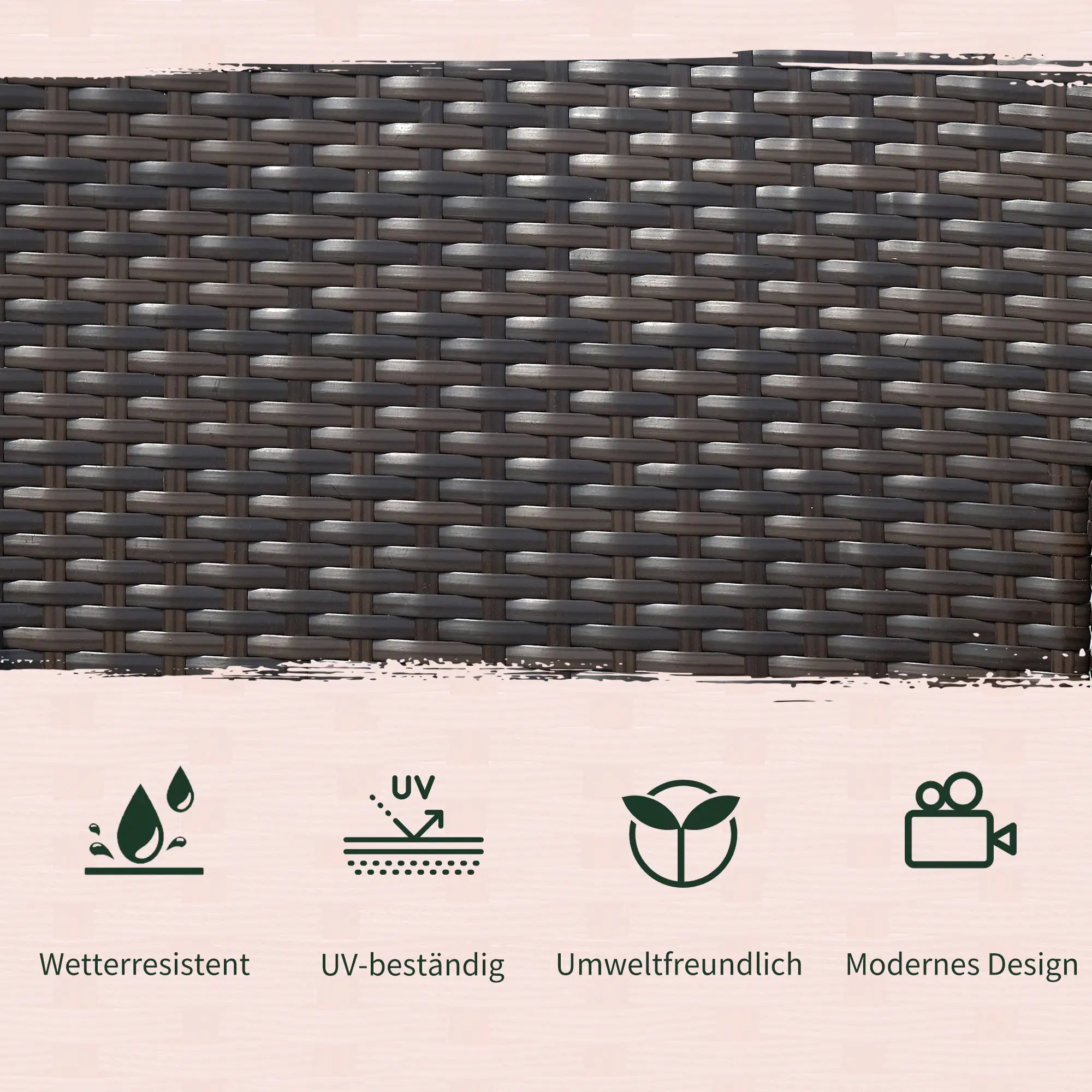 Outsunny Gartenbank 2-Sitzer mit Tisch Polyrattan Outdoor