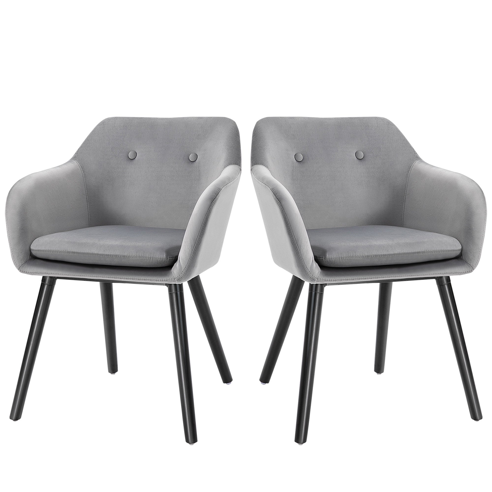HOMCOM Esszimmerstühle in ansprechendem Design, Metallstruktur, Holzbeine, Grau, 120 kg belastbar