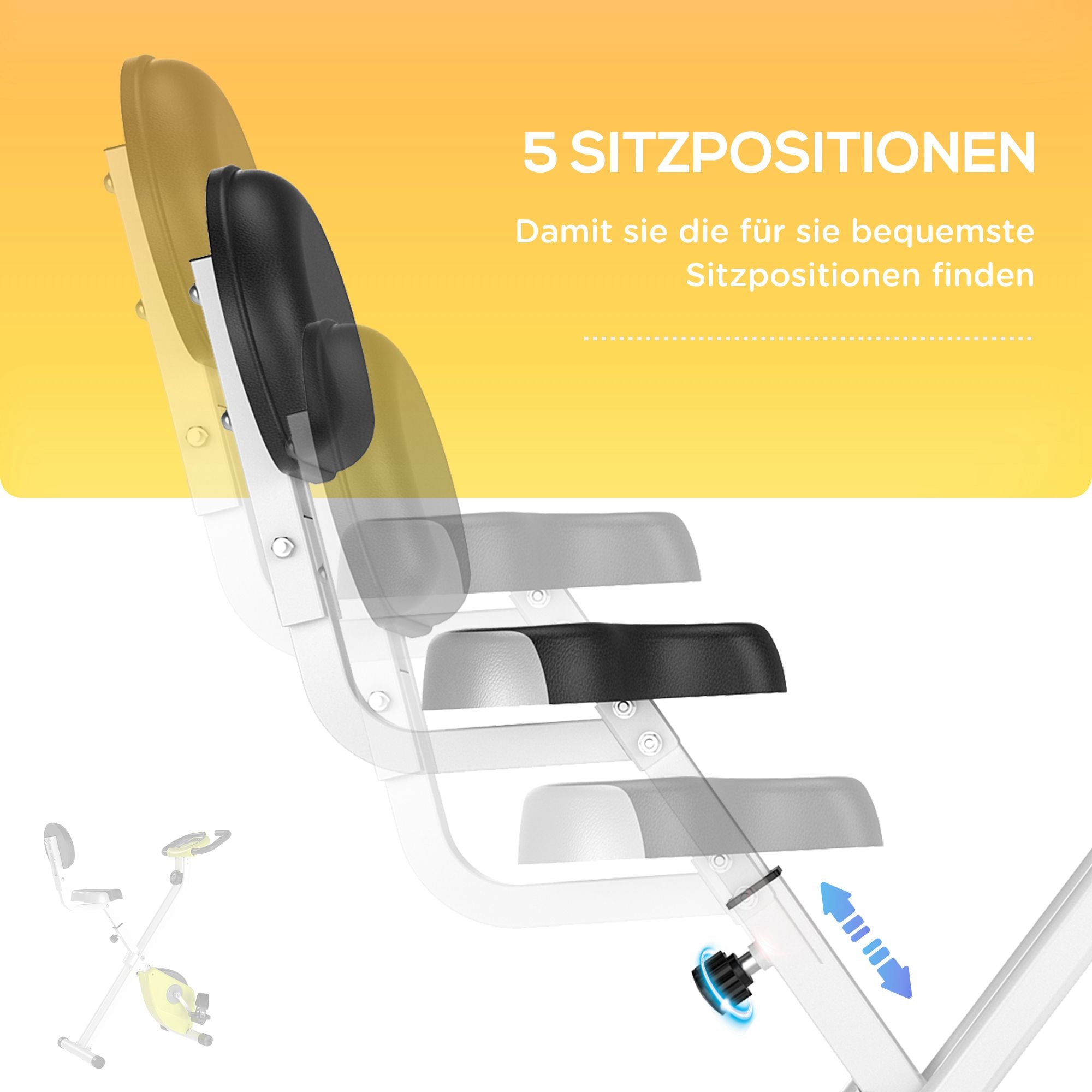 HOMCOM Heimtrainer Fahrradtrainer klappbar Magnetisch Hometrainer Fahrrad mit LCD Monitor, 8 stufig einstellbarem Magnetwiderstand, Platzsparend Fitnessbikes für Zuhause Gelb+Weiß