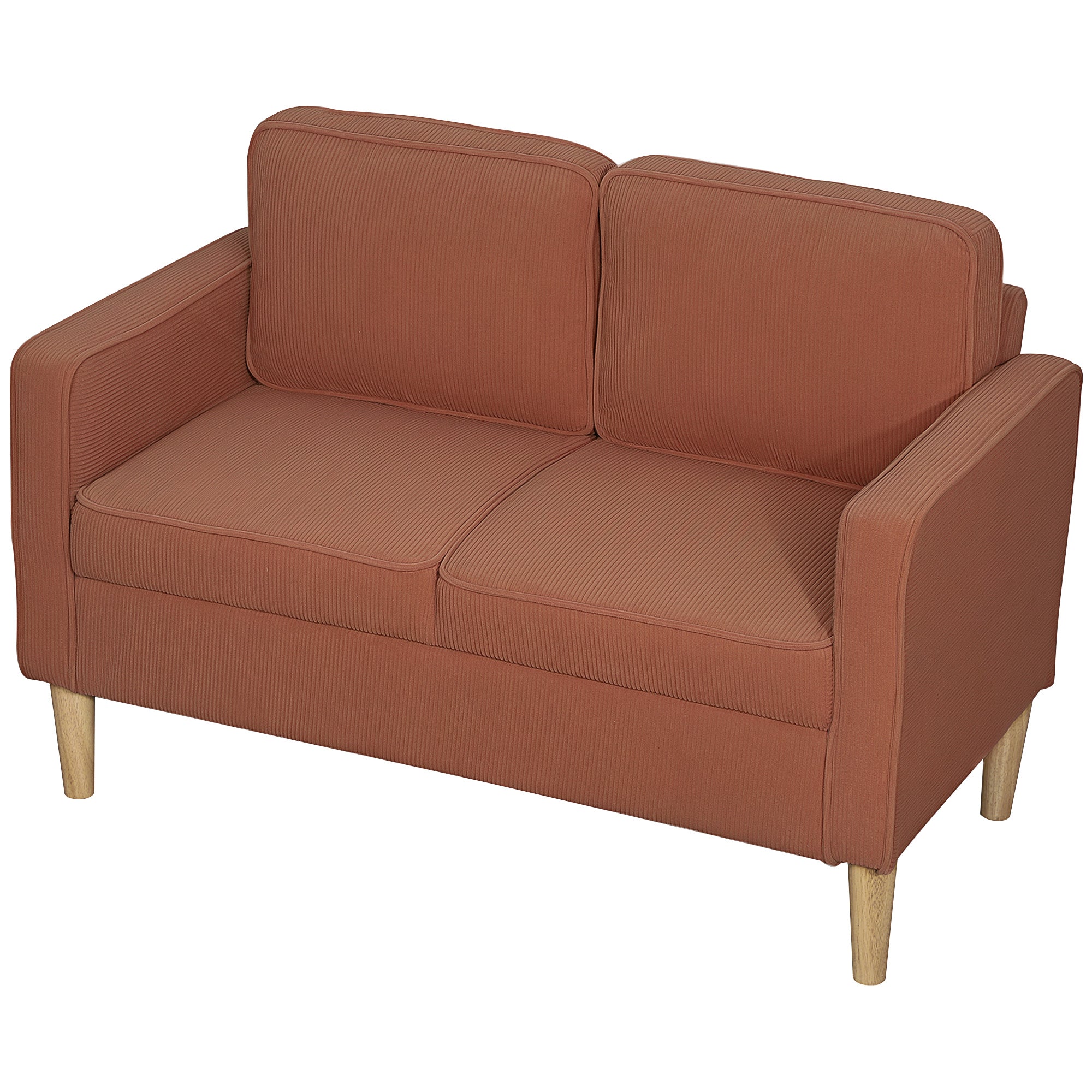 HOMCOM Zweisitzer-Sofa mit Stauraum und soliden Holzbeinen, für Wohnzimmer, Schlafzimmer, 117 x 63 x 79 cm, Orange