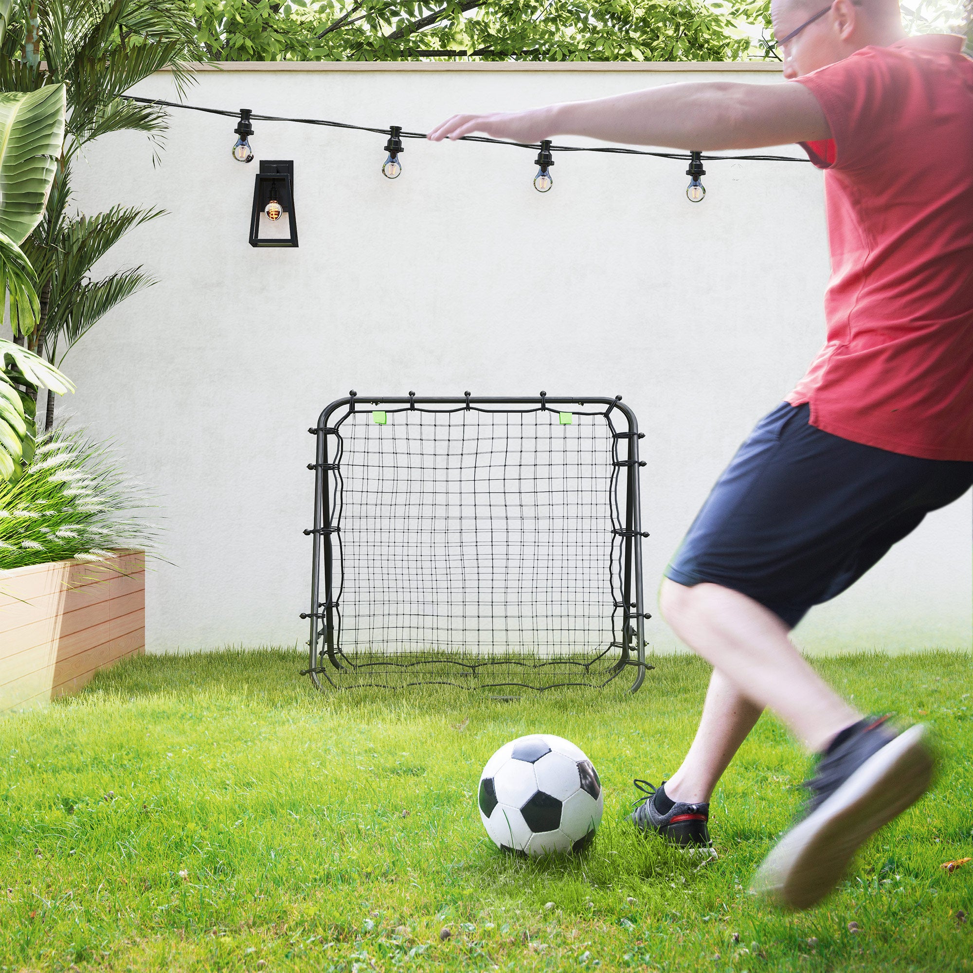 HOMCOM Fußballtor, verstellbar, klappbar, Metallrahmen, 100 x 95 cm, Schwarz