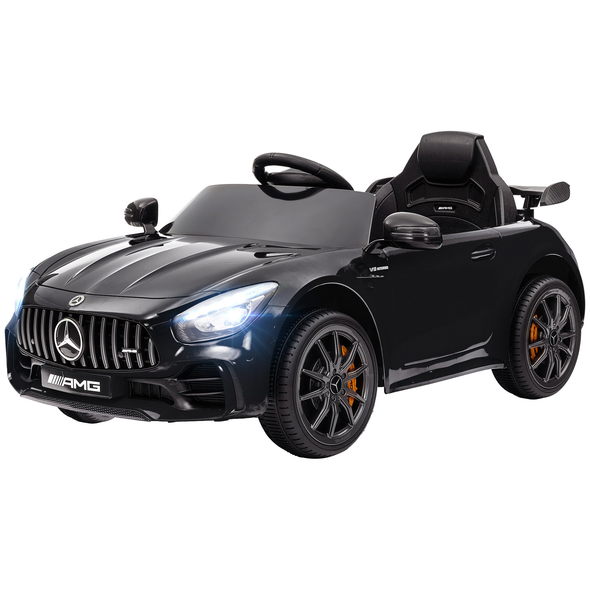 AIYAPLAY Elektro-Kinderauto, Mercedes, 3-5 km/h, Fernbedienung, Licht & Musik, Schwarz