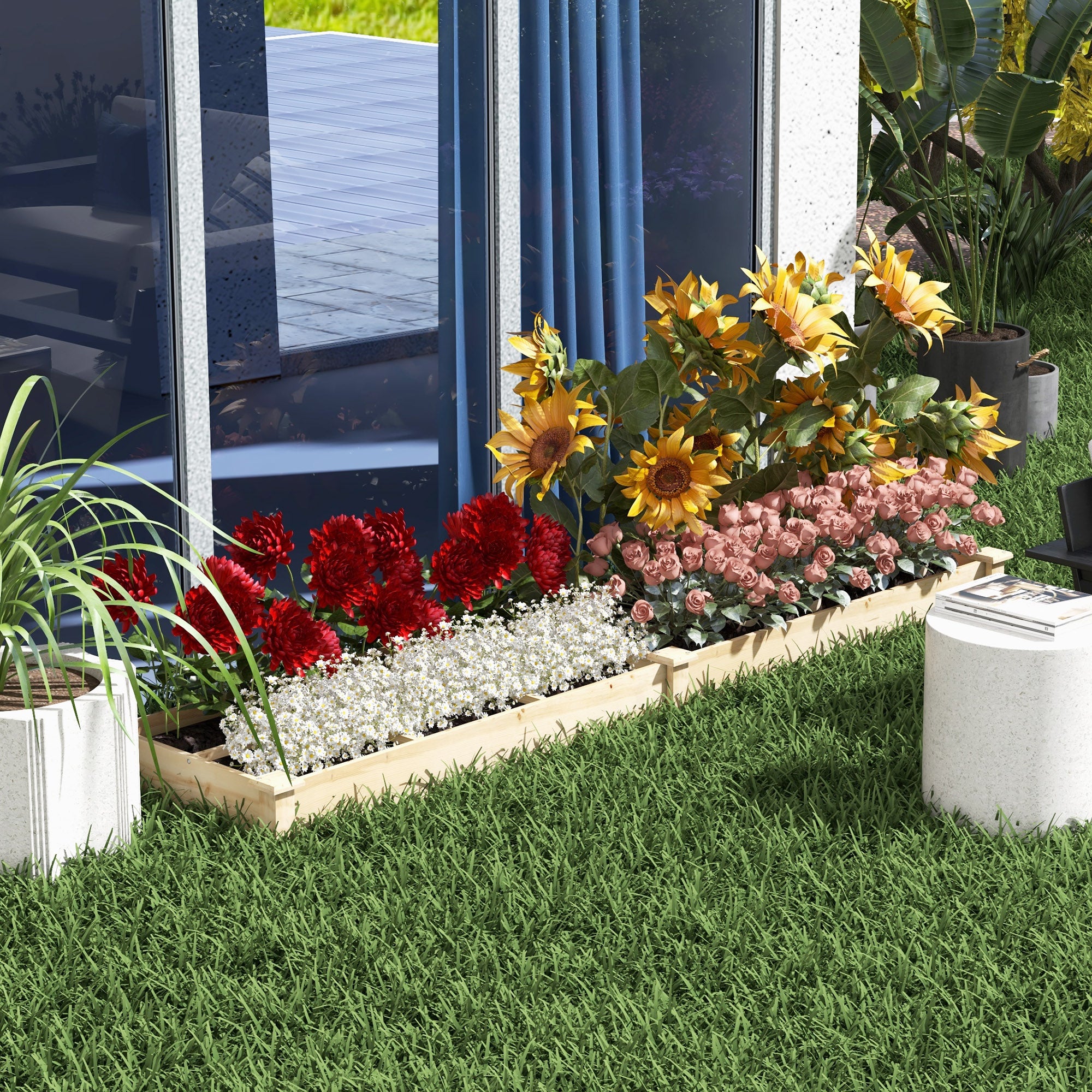 Jardinière surélevée en bois Outsunny, grande jardinière à 2 compartiments