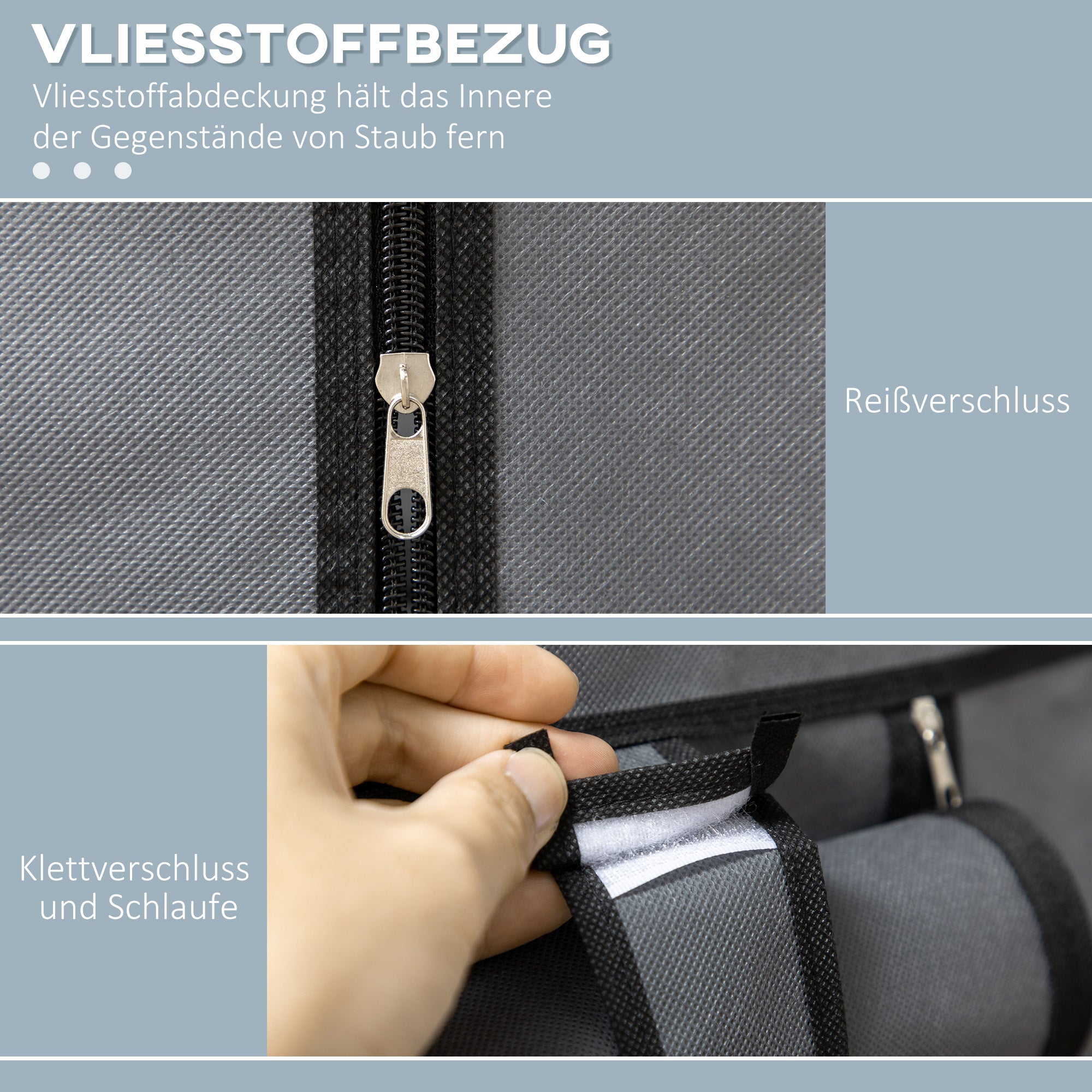 HOMCOM Schrank aus Stoff, Aufbewahrungslösung, 6 Regale, 1 Kleiderstange, Dunkelgrau