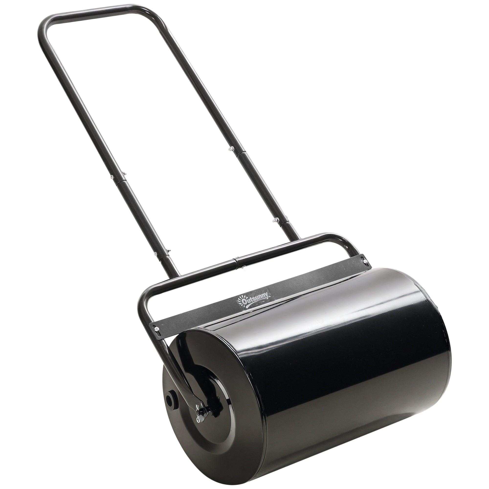 Outsunny Rasenwalze mit U-Griff, Gartenwalze, Gartenrolle, 32 cm Durchmesser, 38 L Wasser-/62 kg Sand, Metall, Schwarz, 58 x 32,5 x 113 cm