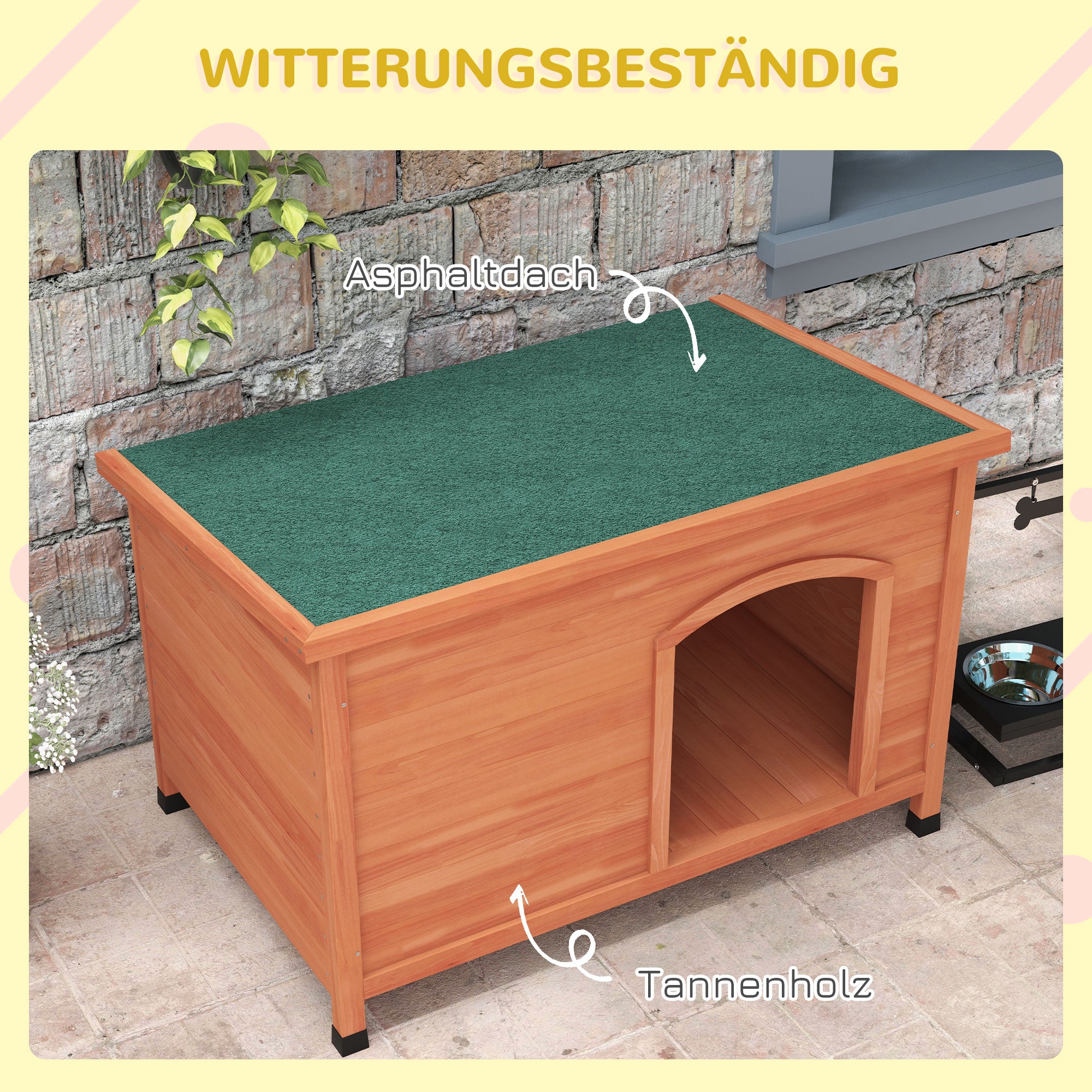 PawHut Hundehütte Hundehütte aus Holz Hundehütte XXL, 100 cm x 65,5 cm x 68 cm, Braun + Grün