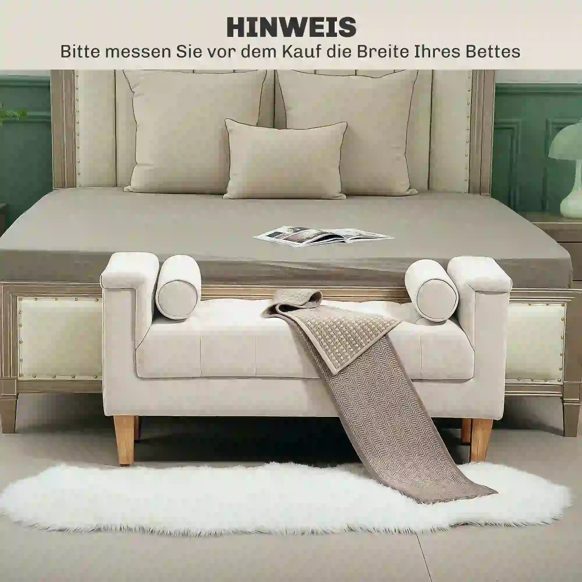 HOMCOM Polsterbank Vintage-Design Chenille Komfort Armlehne Beige