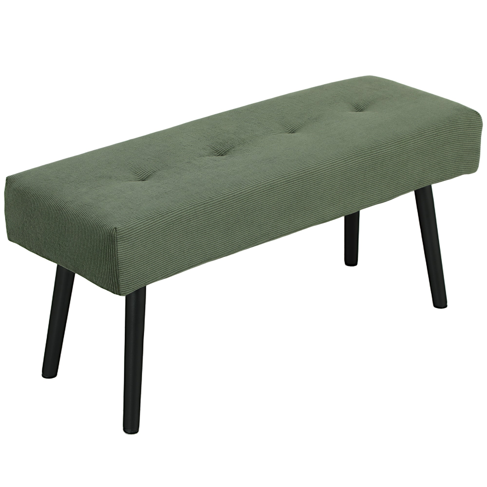 HOMCOM Sitzbank Polsterbank mit Cordbezug, Bettbank mit Metallbeine, Schuhbank 100 x 36 x 45 cm Grün