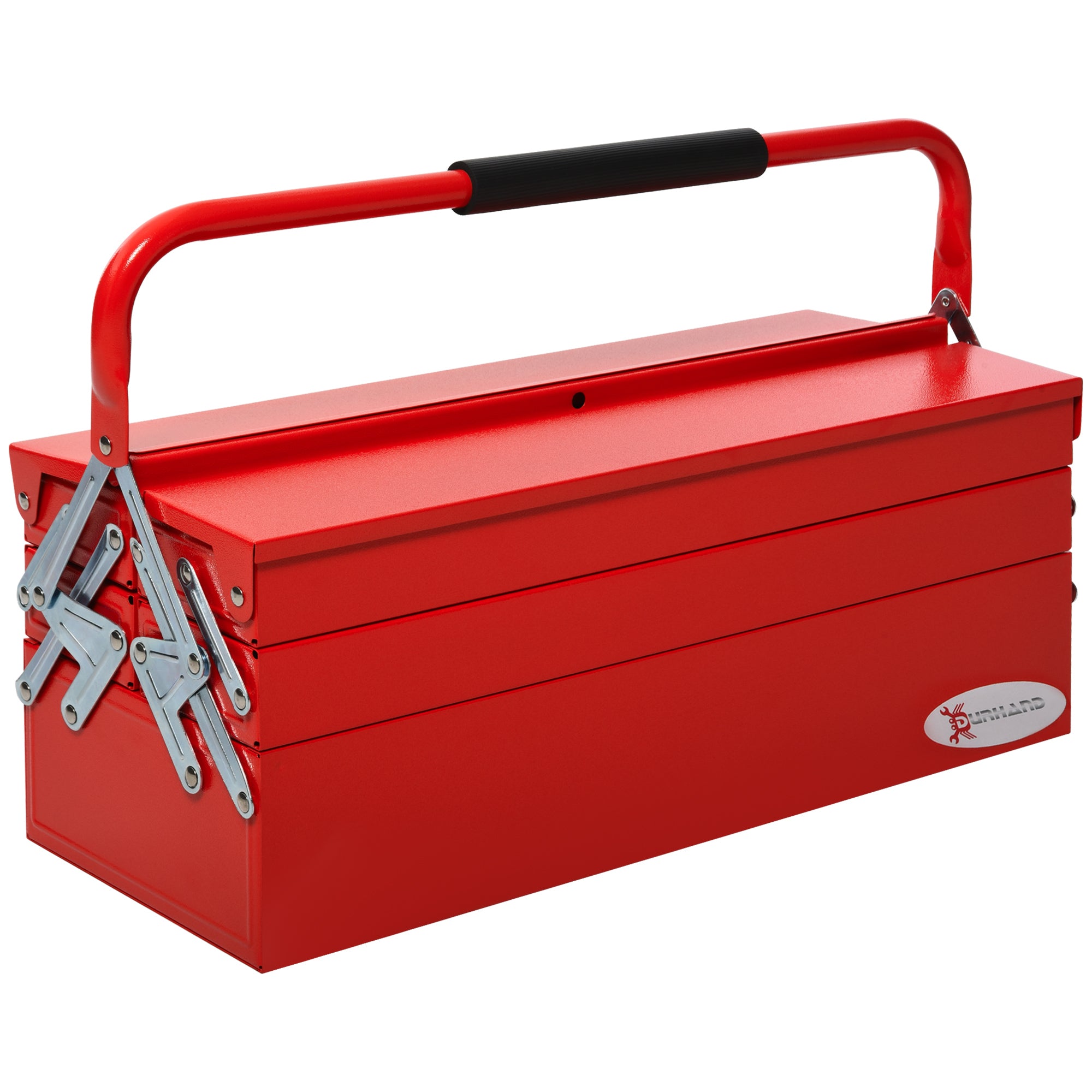 DURHAND Werkzeugkoffer Werkzeugkiste 5 Fächer aufklappbar Stahl (SPCC) Rot 56 x 20 x 41 cm
