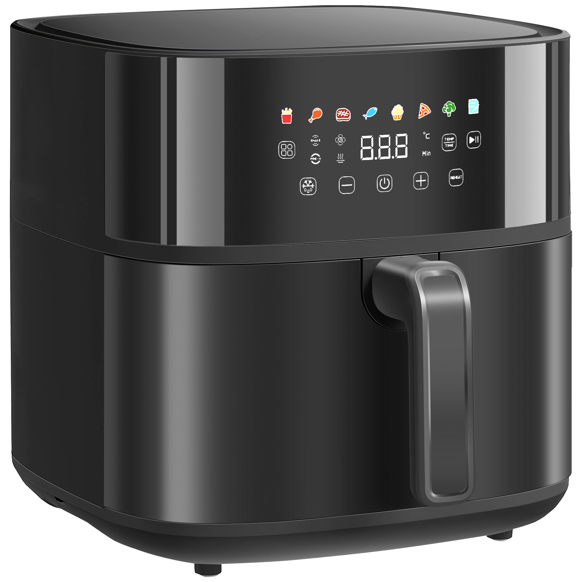 HOMCOM Heißluftfritteuse, Air Fryer, 8 Programme, 8 Liter, LED-Screen, Schwarz