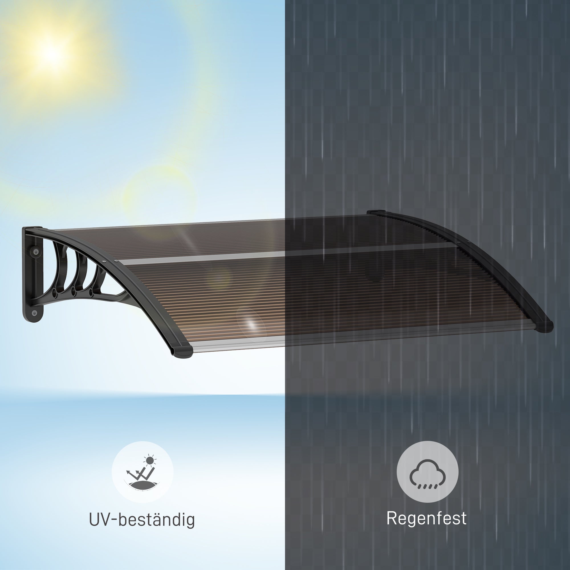 Outsunny Vordach Haustürvordach 120 x 75 cm Pultvordach Überdachung Polycarbonat