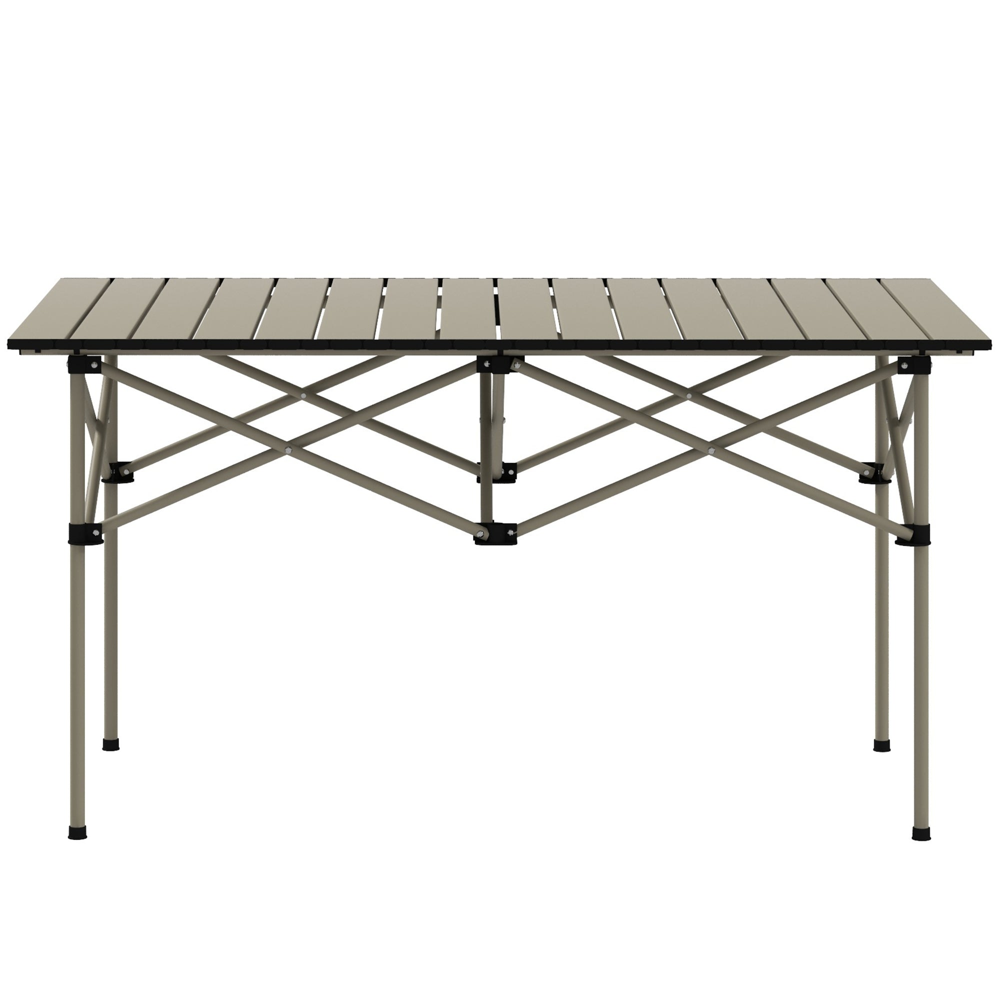 Outsunny Campingtisch Klapptisch mit Aufrollbare Tischplatte Gartentisch aus Aluminium 2 Personen 95 x 55cm Khaki