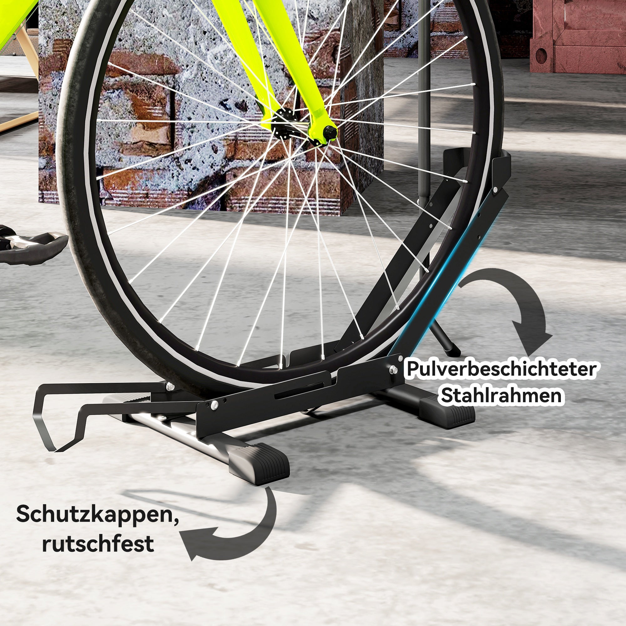SPORTNOW Fahrradständer für Fahrräder Stahl Fahrradhalter mit 80 mm Reifenbreiten 75 x 41 x 81H cm Schwarz