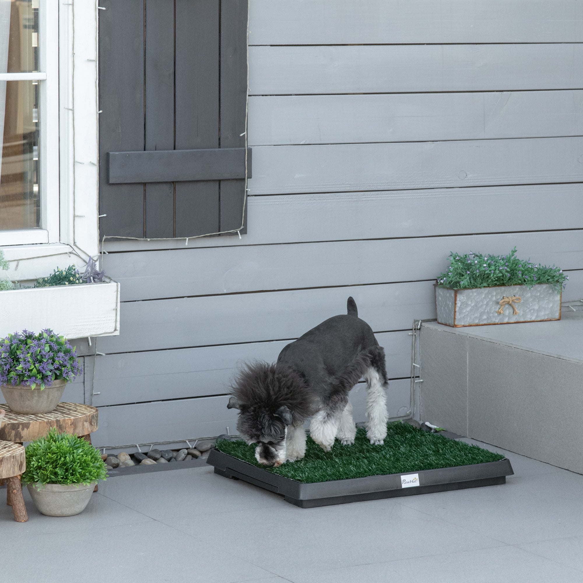 PawHut Hundetoilette mit Gras 63 x 51 cm Hundeklo Trainingsunterlage mit herausnehmbarer Schublade, Welpentoilette für Kleine Hunde Grosse Hunde ältere
