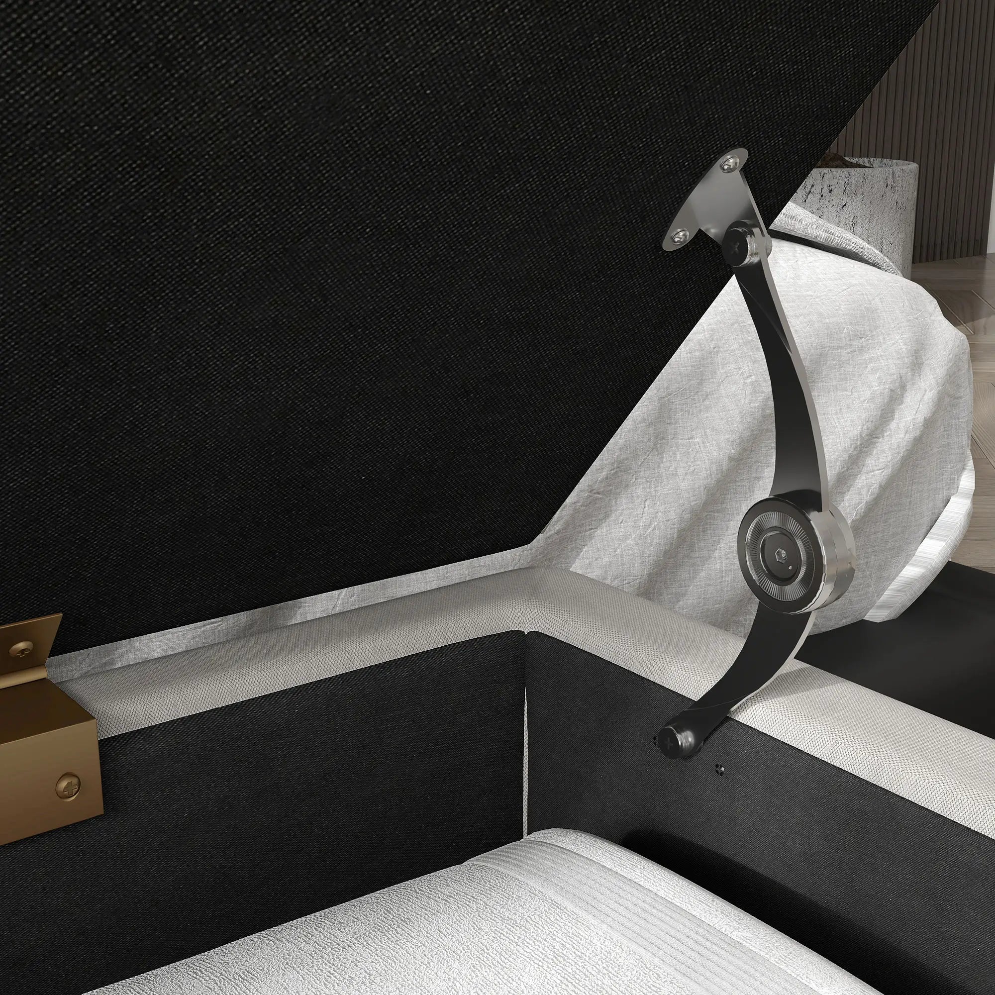 HOMCOM Bettbank mit Stauraum, dicke Polsterung, atmungsaktiver Stoff, Stahlfüße, 100x40x49 cm, Creme