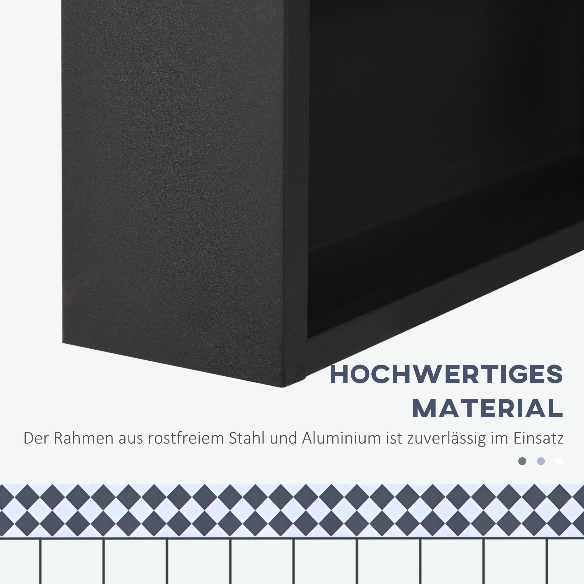 kleankin Spiegelschrank, 3 Regalfächer, weiche Scharniere, Stahlgehäuse, schwarz, 40 x 15 x 60 cm