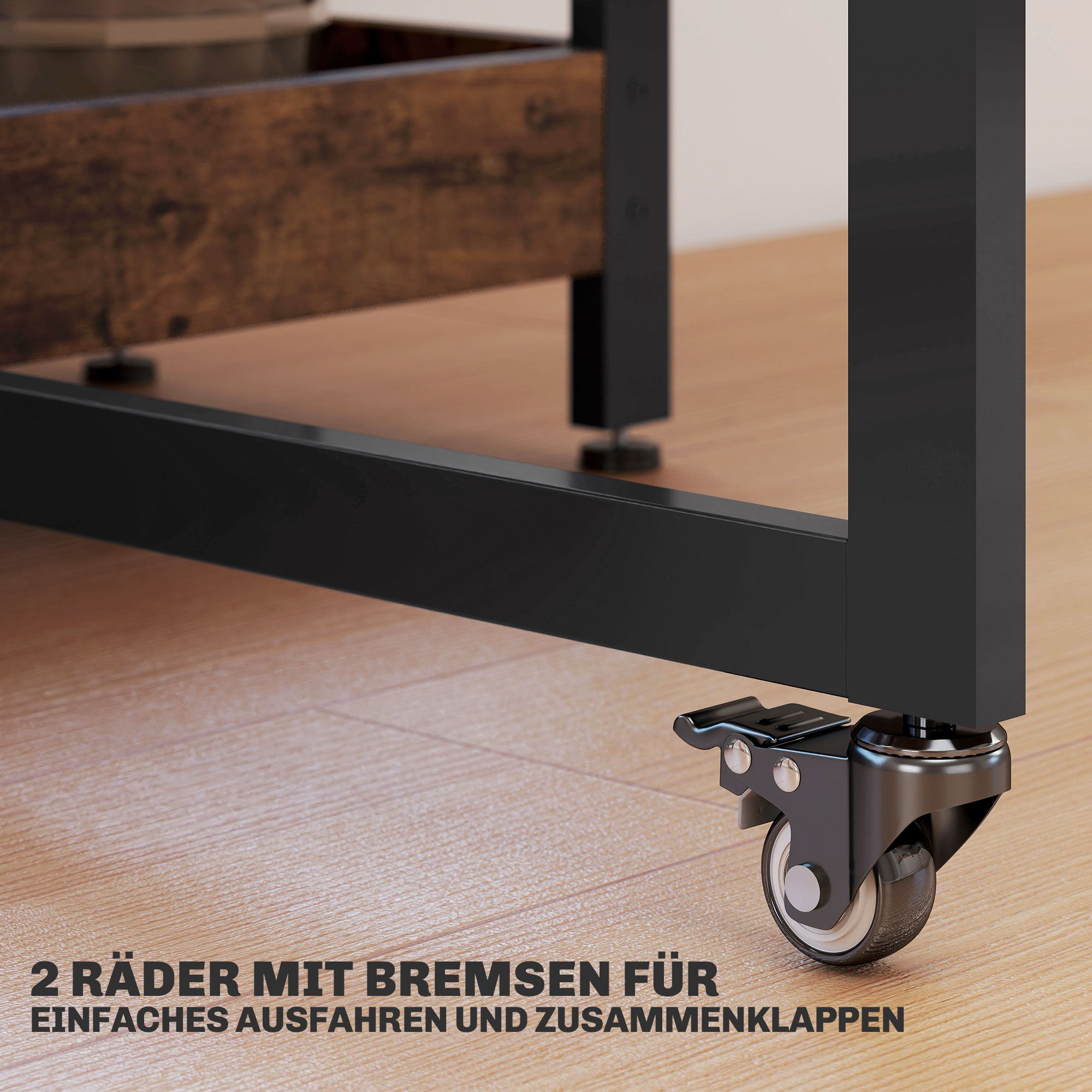 HOMCOM Klappbarer Esstisch im Industriedesign, für bis zu 4 Personen, offene Regale, flexibel, Metall, Spanplatte, Braun