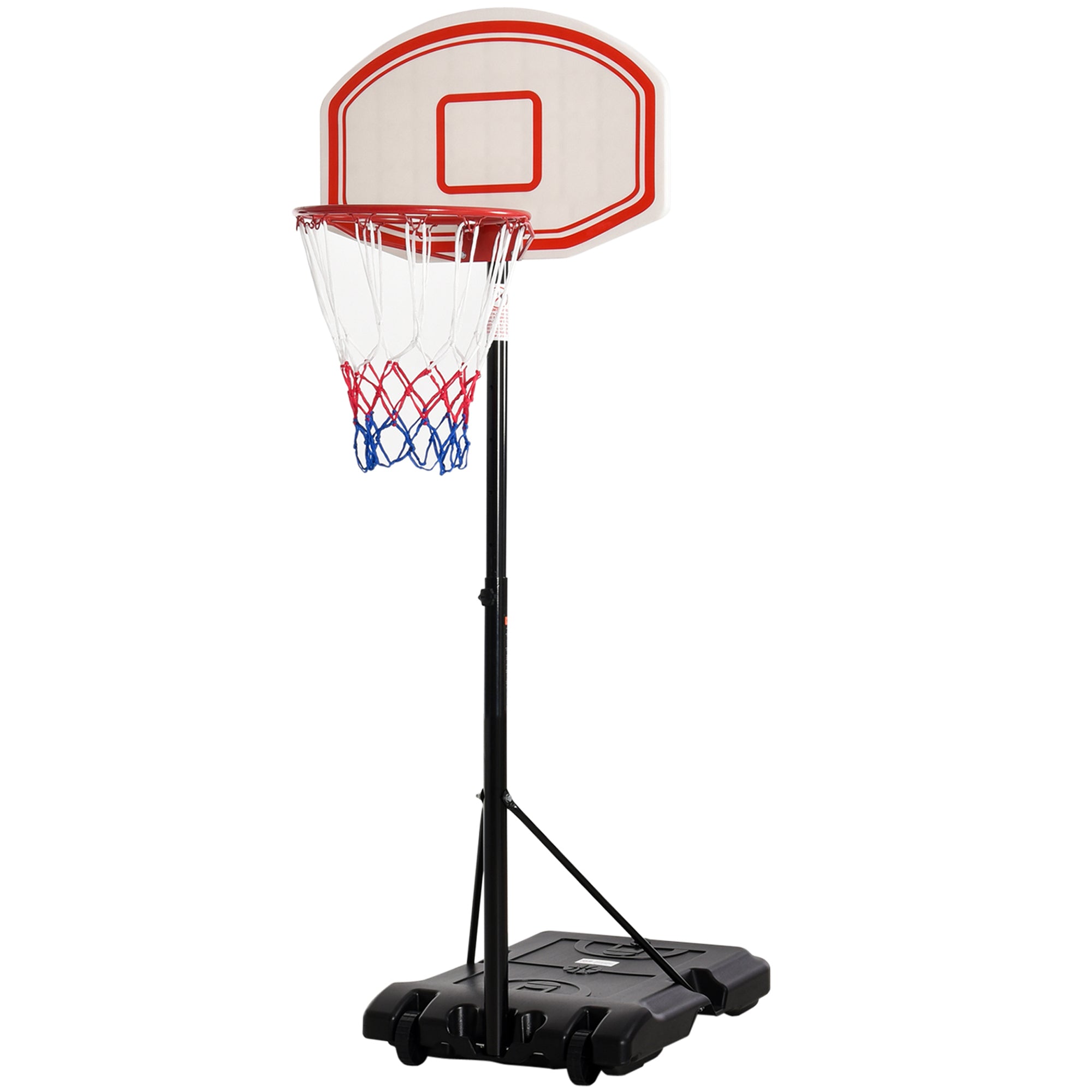 HOMCOM Basketballkorb, Basketballständer, höhenverstellbar, mit Wasser befüllbar, Schwarz