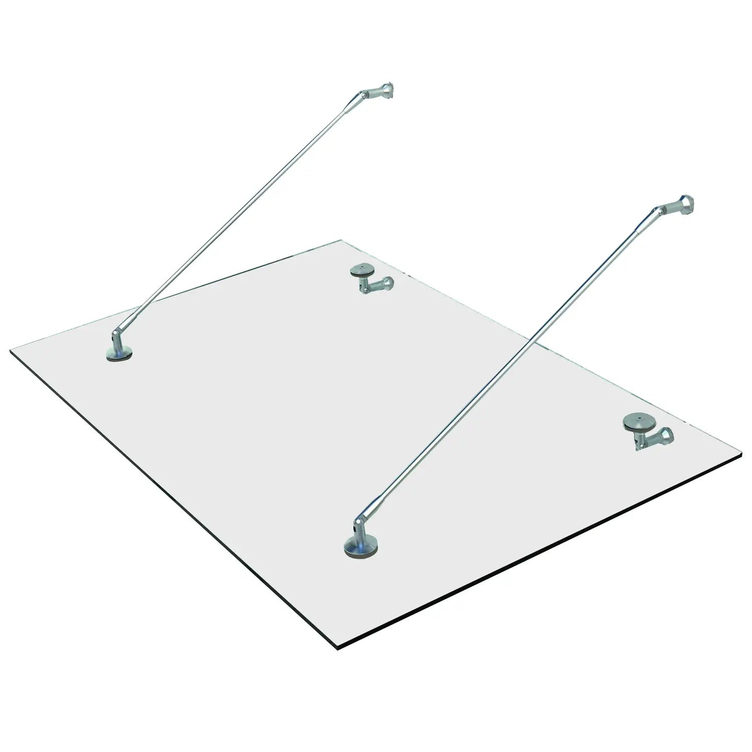 HOMCOM Vordach Glasvordach Türvordach, Gehärtetem Glas, 304 Edelstahl Klarglas 150 x 90 cm