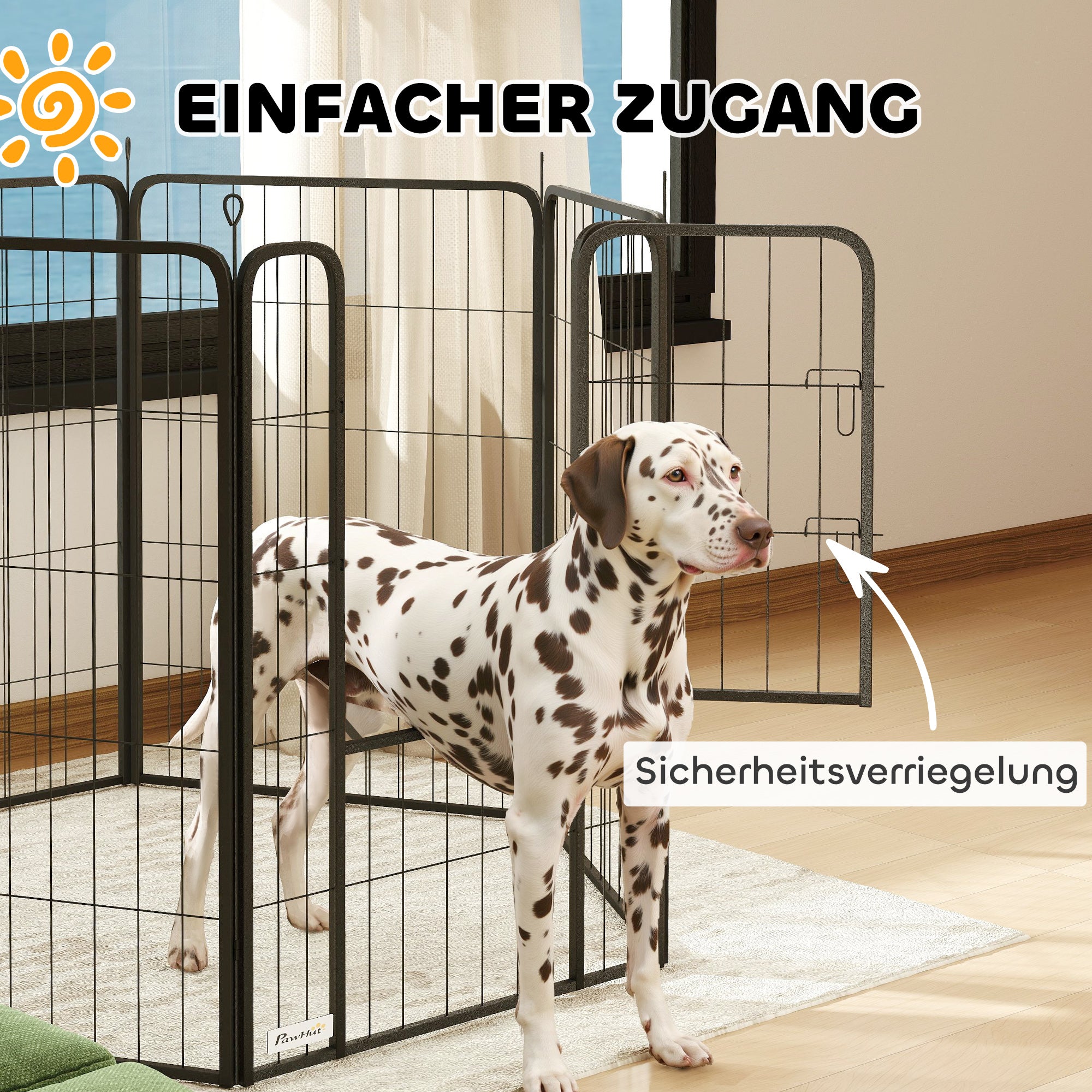 PawHut Laufstall für Hunde mit 6 Paneelen, robust, mit sicherer Tür, für drinnen und draußen, für Garten, Camping, 100 cm hoch