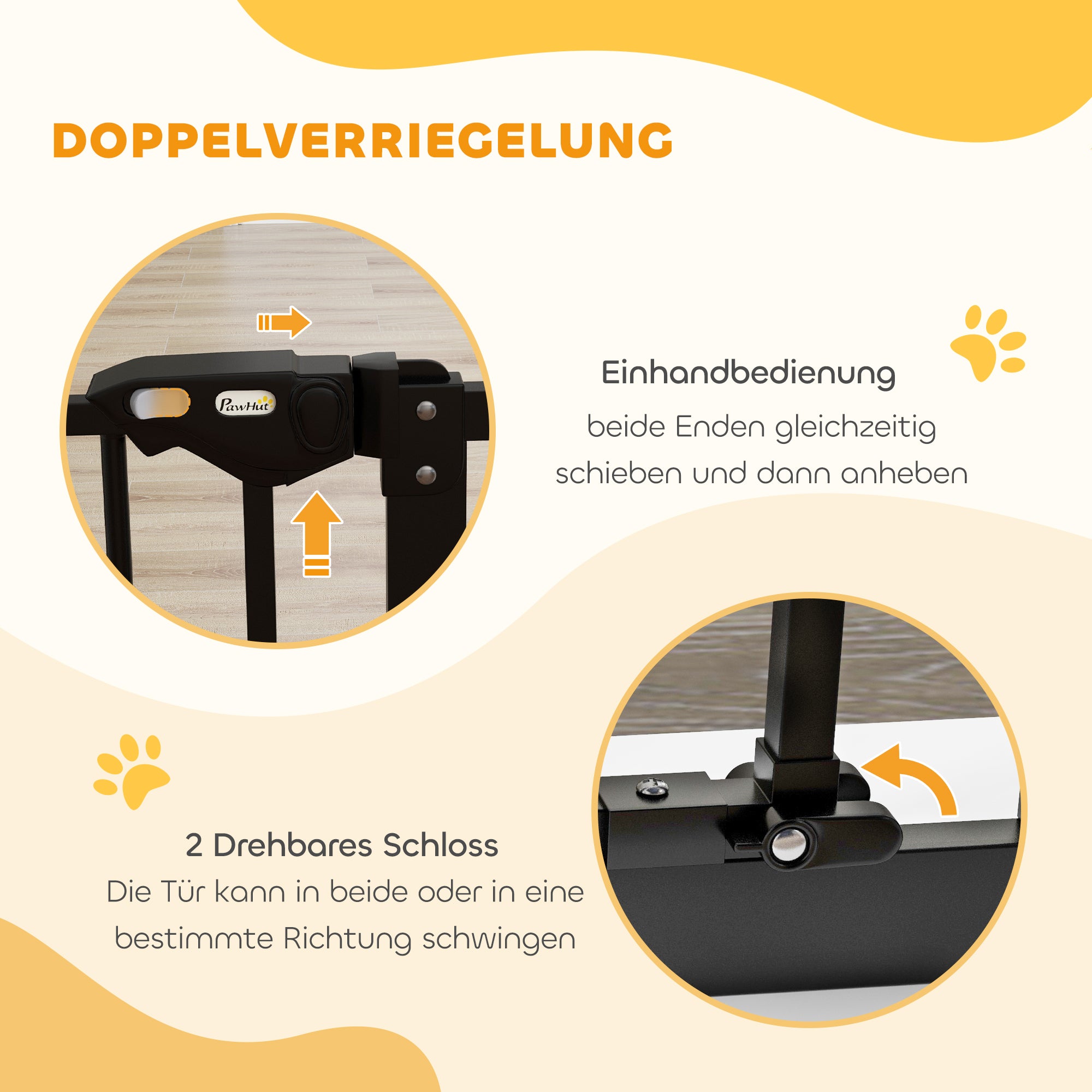 PawHut Türschutzgitter für Hunde, Absperrgitter, Schutzgitter für Haustiere, Metall, Kunststoff, 74-80 cm, Schwarz