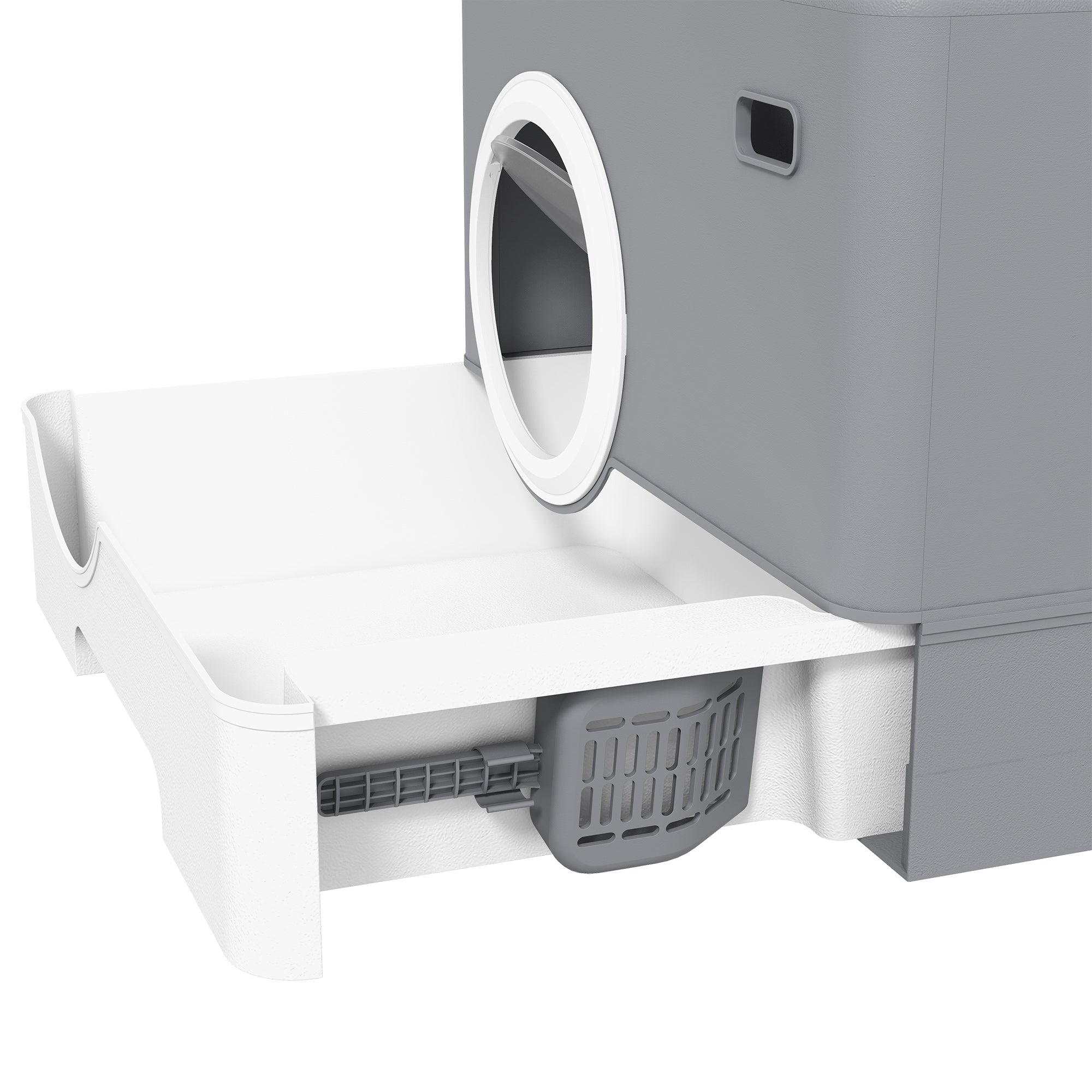 PawHut Katzentoilette Katzenklo, 2 Ausgänge, herausnehmbare Bodenwanne, 52 x 41 x 38, 5 cm, Grau