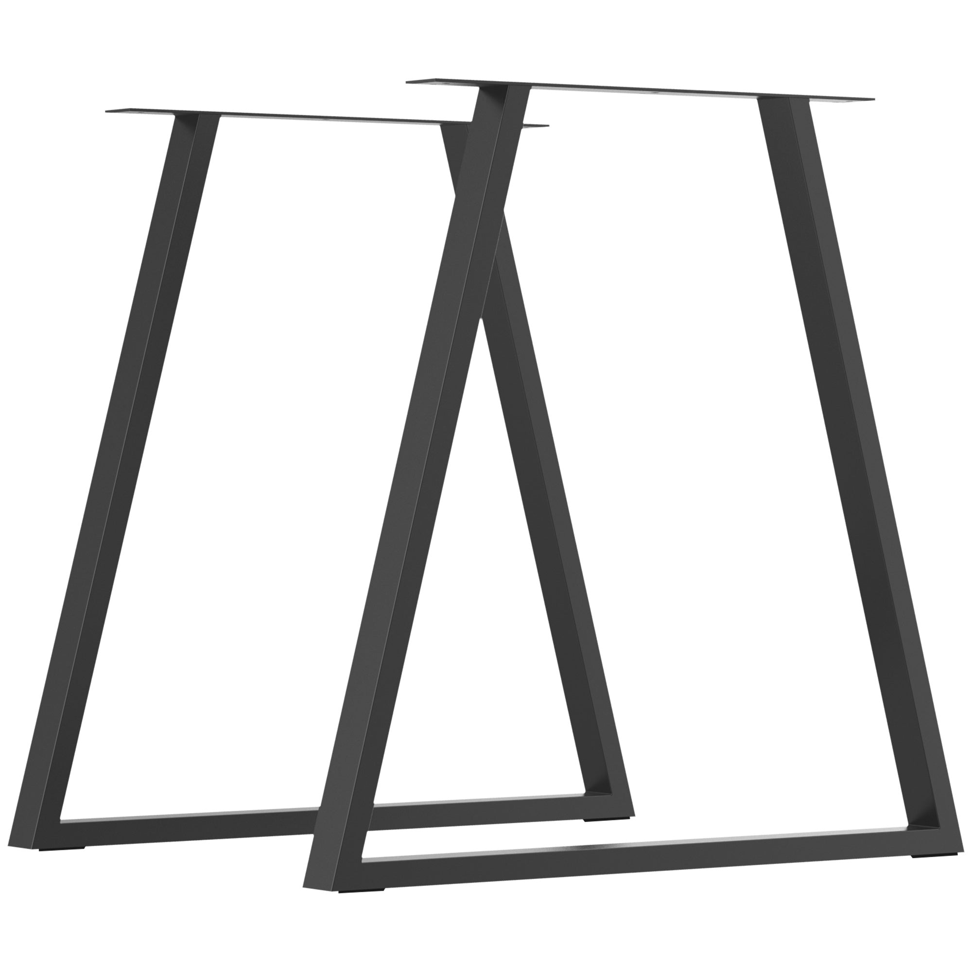 HOMCOM Trapezförmige Tischbeine im 2er-Set, Metall, vorgebohrt, mit Schrauben, Schwarz