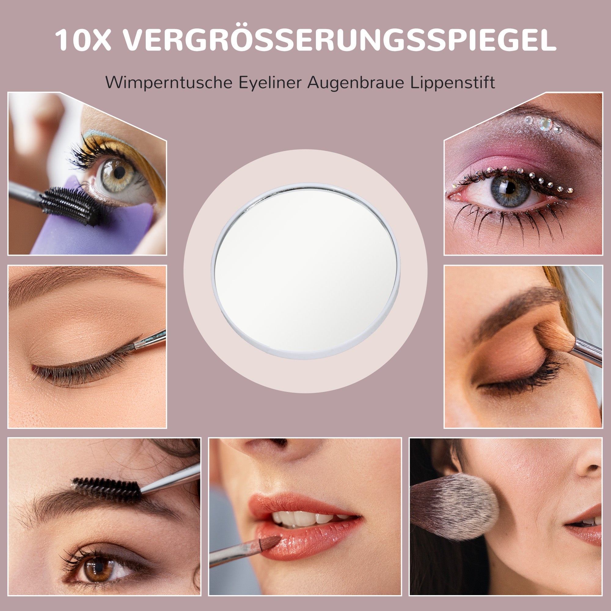 HOMCOM LED Kosmetikspiegel, 3 Lichtmodi, dimmbar, Touchsteuerung, USB, 37x46 cm, Weiß