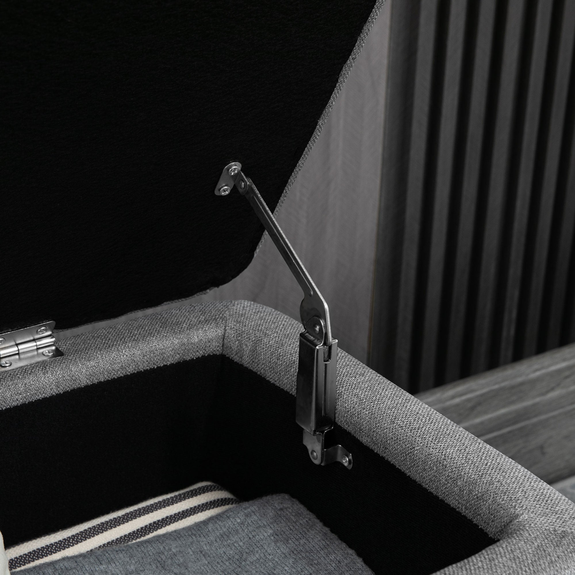 HOMCOM Sitzbank mit Stauraum Polsterbank mit Leinenoptik, Sitztruhe mit Stahlbeine 102 x 40 x 44 cm, Grau