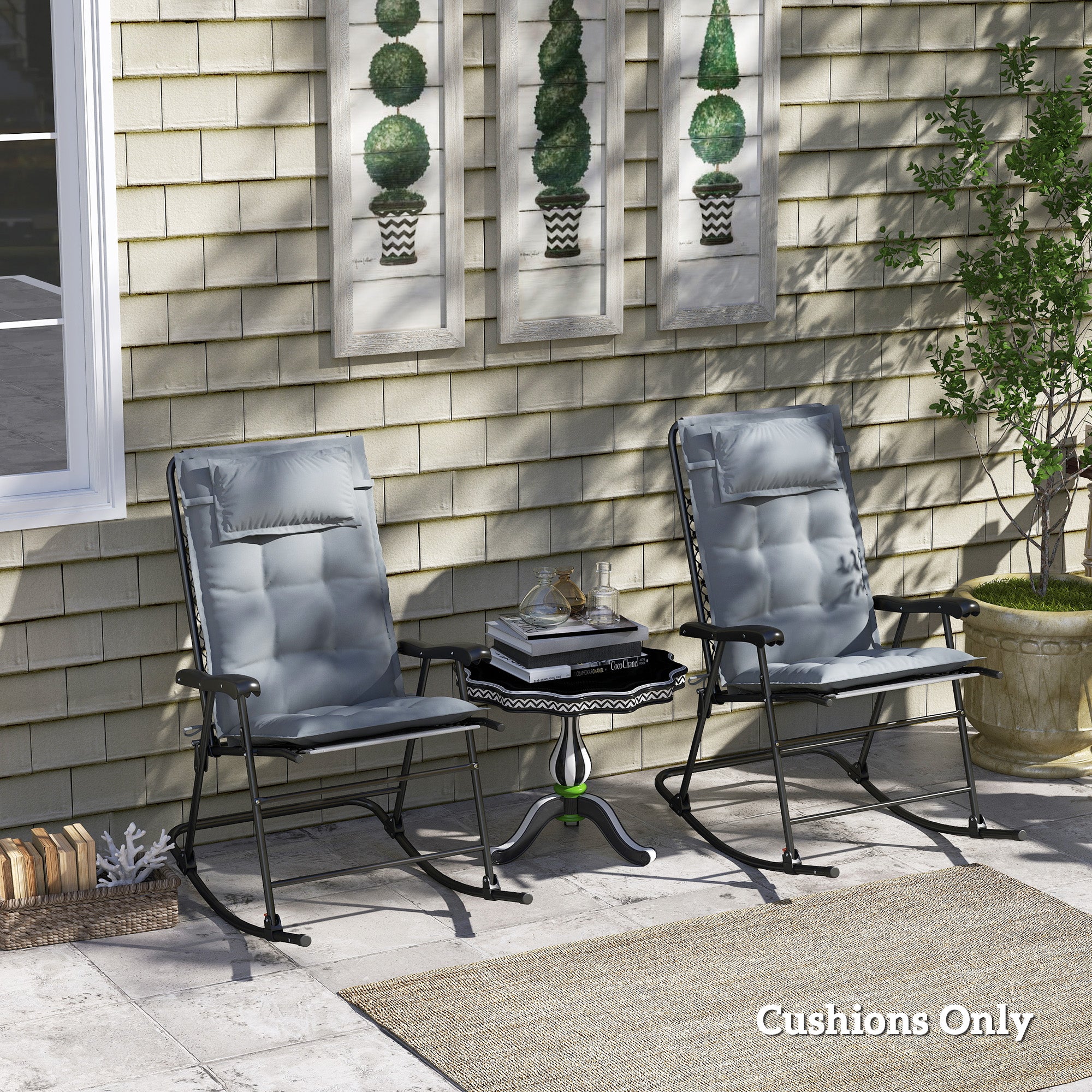 Outsunny 2er Set Auflage für Sonnenliege Wasserabweisend Liegenauflage für Gartenliege Polsterauflage 50x116x5 cm, Hellgrau