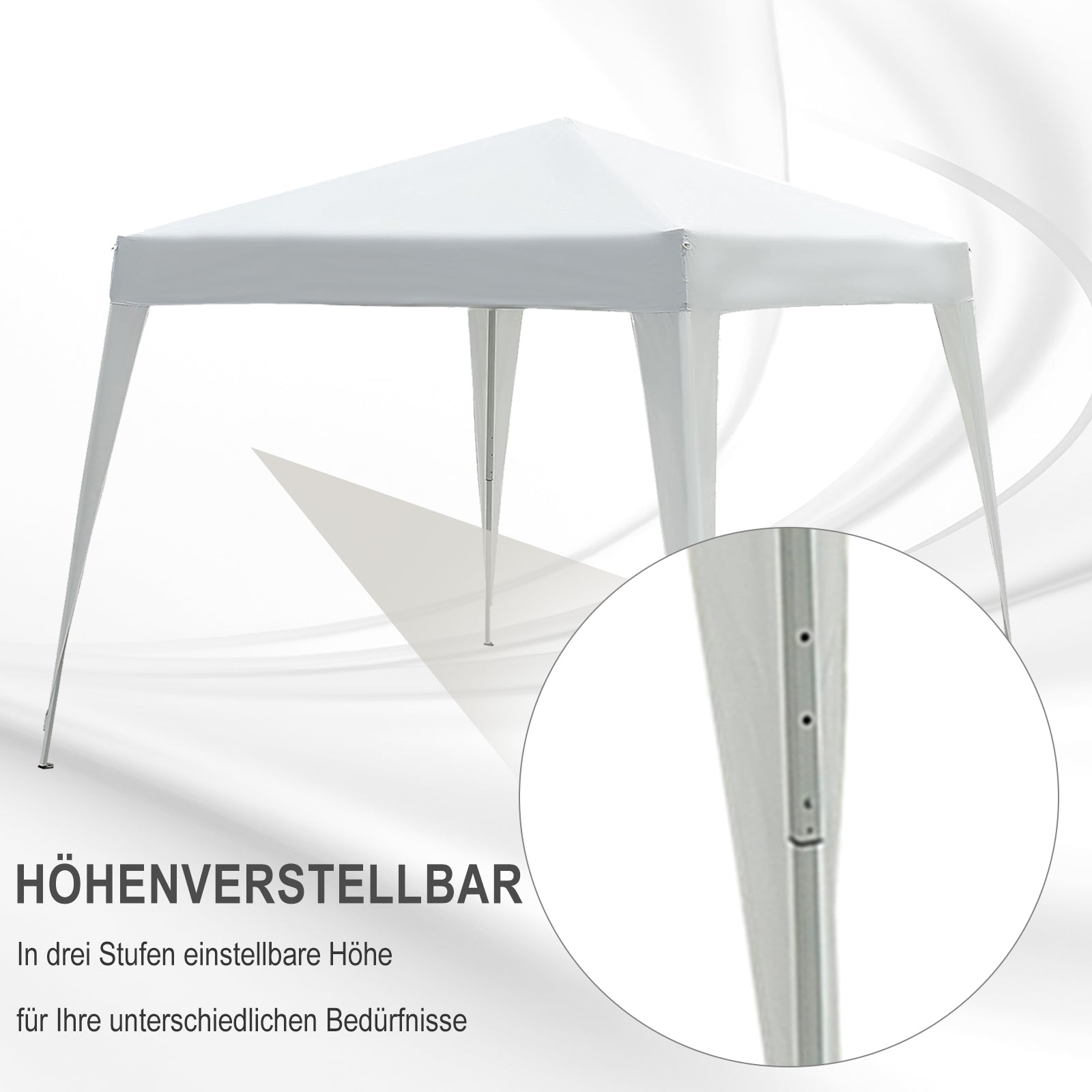 Outsunny Faltpavillon 2,4x2,4m Pavillon Faltzelt mit UV-Schutz, Partyzelt inkl. Tragetasche für Garten, Balkon, Stahl Weiß