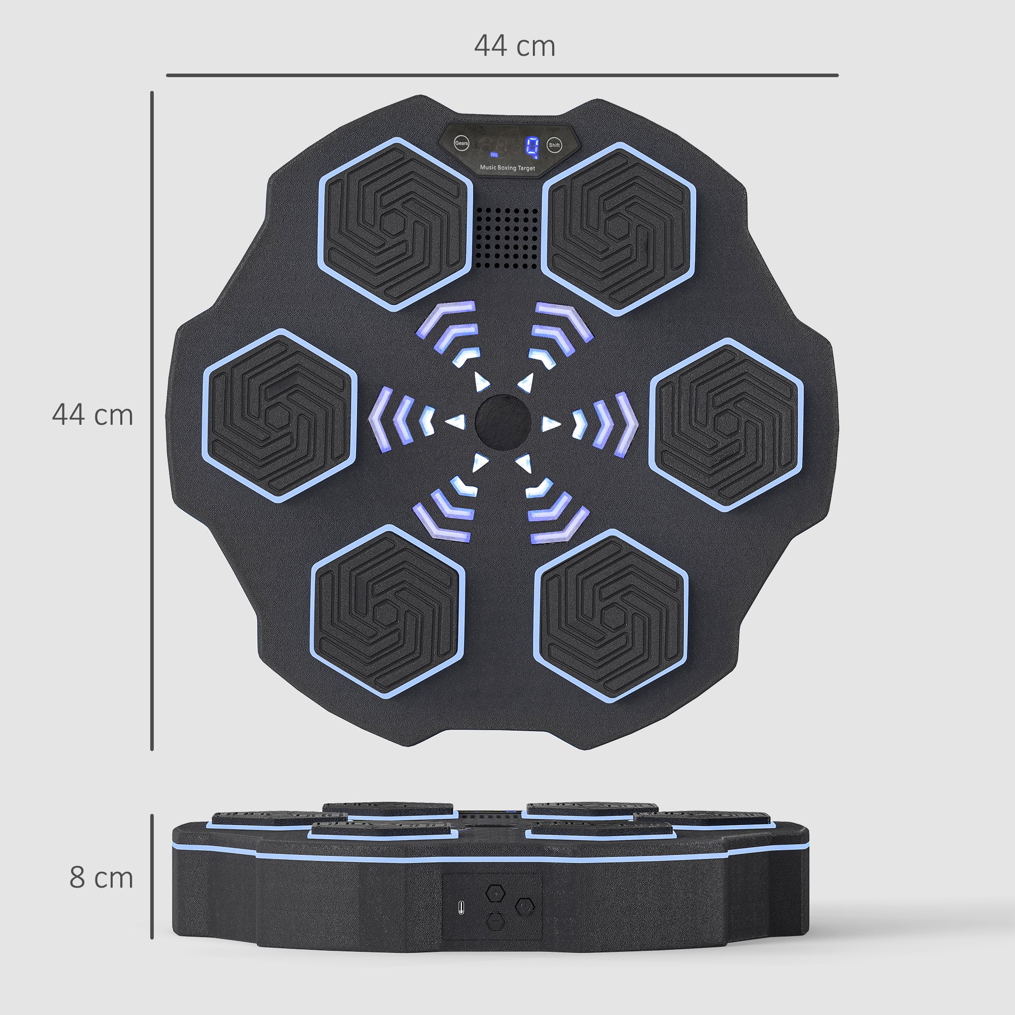 SPORTNOW Musikboxmaschine, Bluetooth-Boxgerät, Wandmontage, 9 Geschwindigkeiten und Modi, LED-Lichter, Schwarz