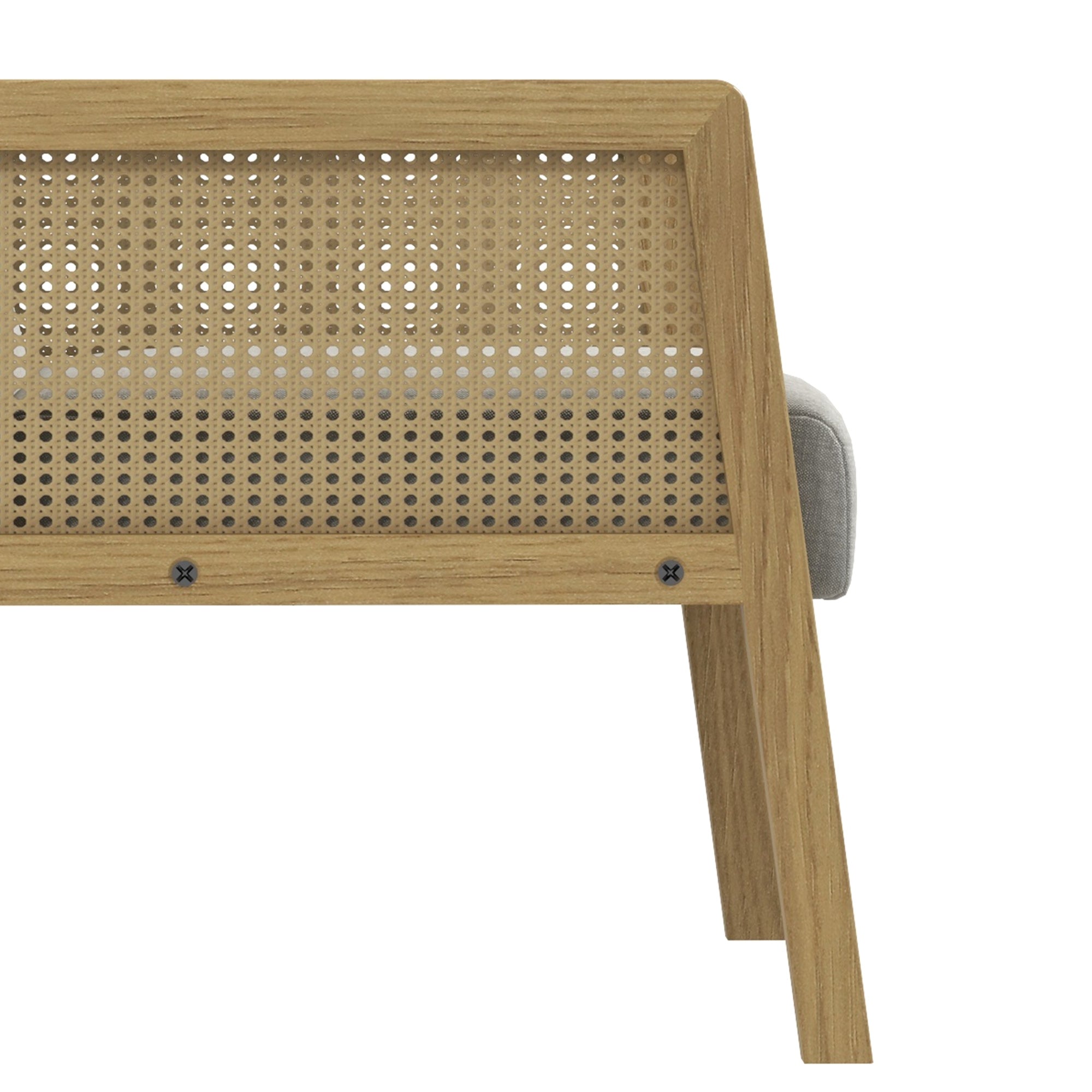 HOMCOM Akzentsessel, Armlehnen in Rattanoptik, bis 120 kg, breiter Sitz, Naturholzrahmen, Boho-Design, grau, 65,5 x 72 x 78cm