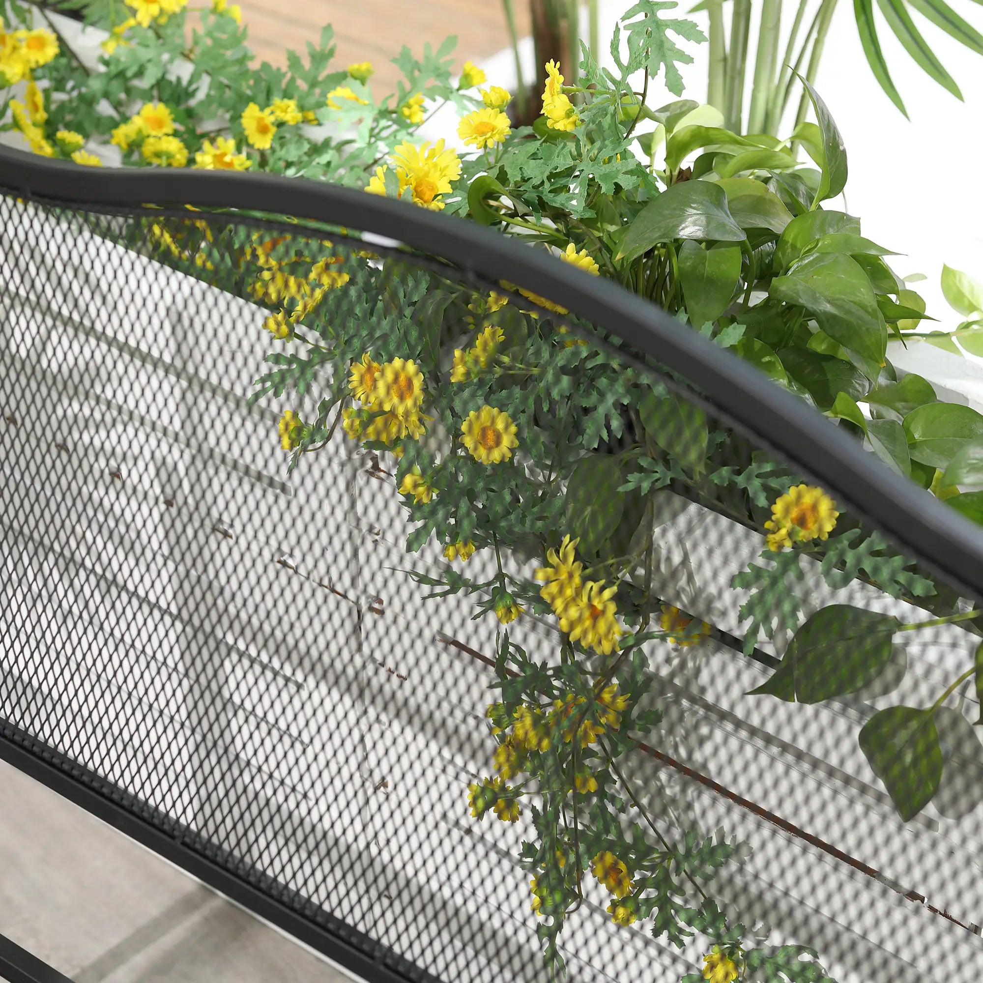 Outsunny Nostalgische Gartenbank aus Metall, 2-Sitzer, wetterbeständig, schwarz, 113 cm x 58 cm x 98 cm