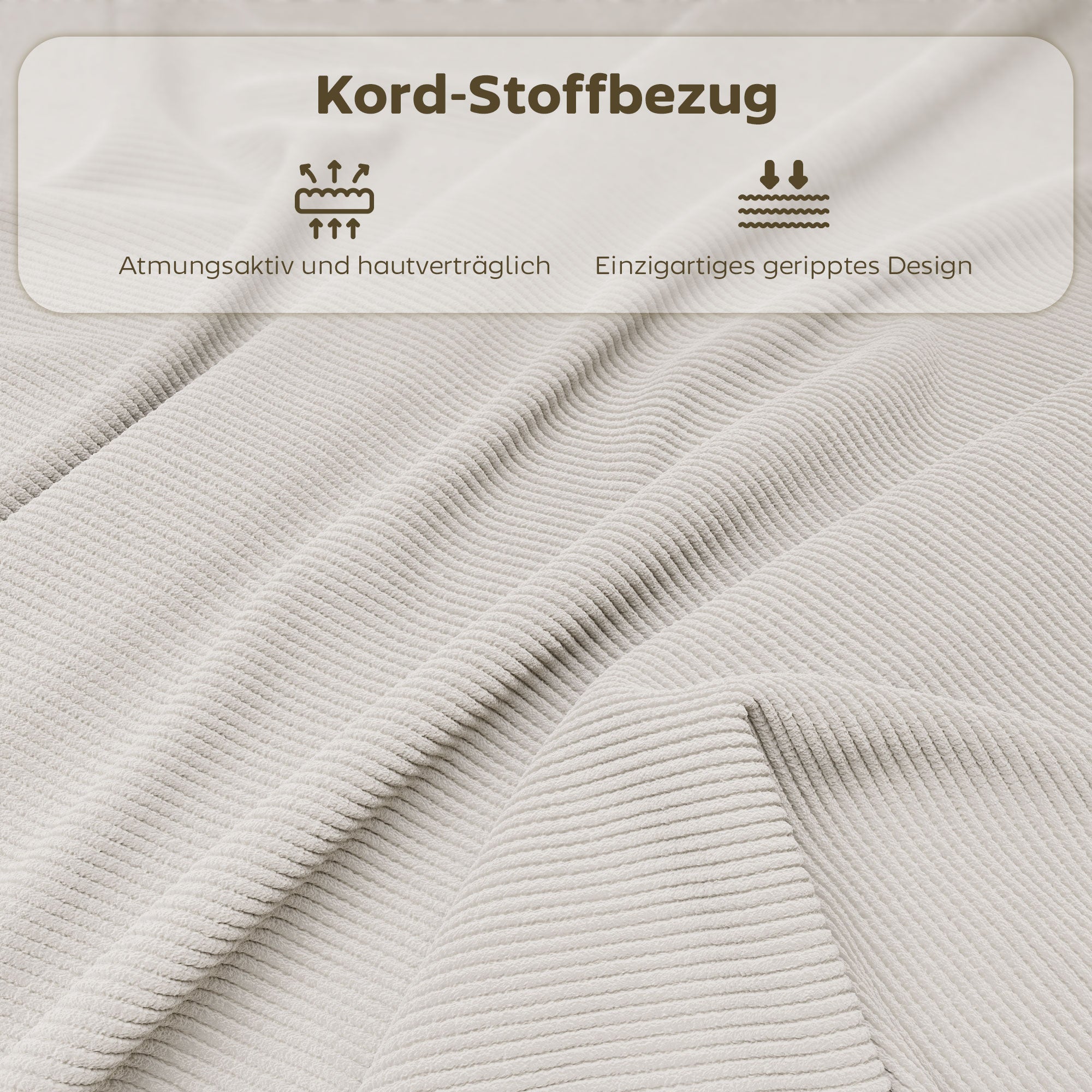 HOMCOM 4er-Set gepolsterte Klappstühle, Faltbare Stühle mit Cordbezug, Rückenlehne, Metallrahmen, Cremeweiß