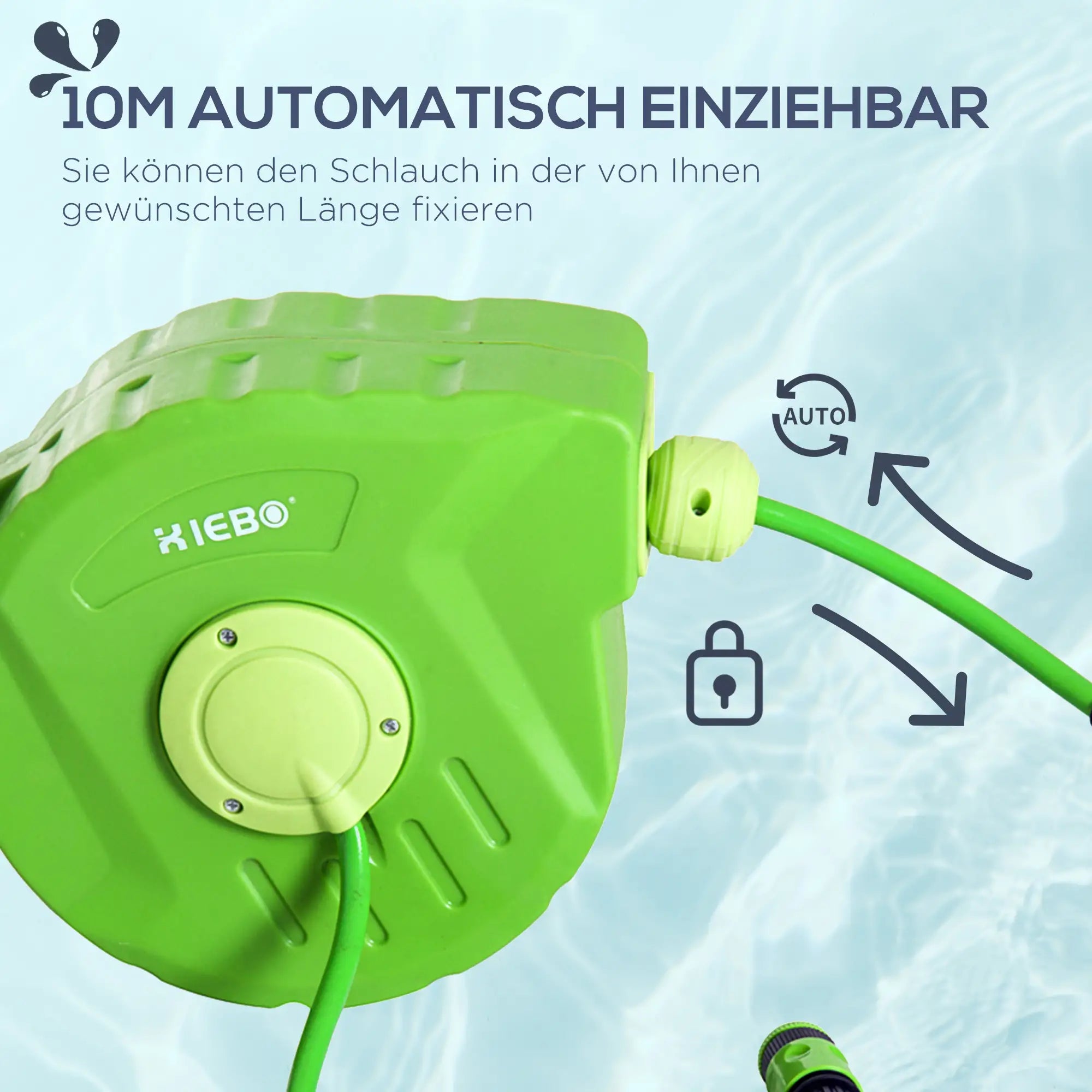 Durhand Schlauchtrommel Gartenschlauch Wickelautomatik schwenkbar